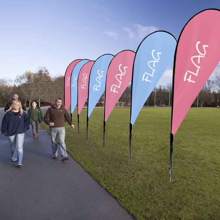 Windless Feather Flag Pole Kit - 8FT Teardrop & Swooper Flag Set for Business Advertising | Includes 4 Flagpoles, Ground Spike & Canvas Carry Bag | Perfect for Storefronts, Car Dealerships, Trade Shows & Outdoor Events