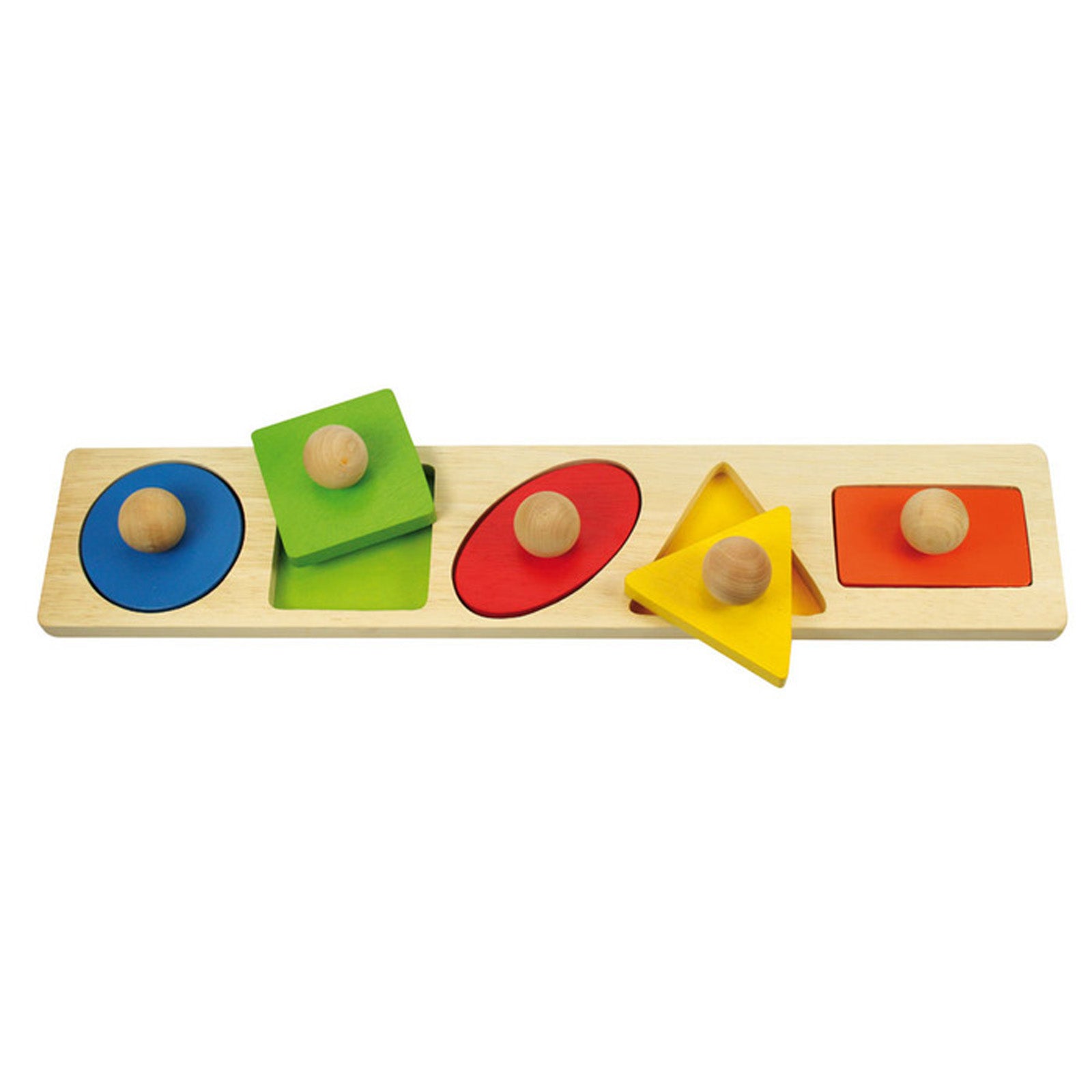 Bigjigs Toys 5 Piece Wooden Peg Shape Matching Puzzle - Educational Toddler Learning Toy for Shape Recognition & Fine Motor Skills - Perfect for Preschool Classroom & Montessori Activities