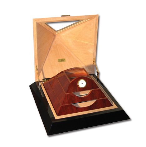 50-75 Count Pyramid Cigar Humidor - Premium Wooden Cigar Storage Case with Hygrometer (Brown) - Perfect for Home, Office & Cigar Collection Display