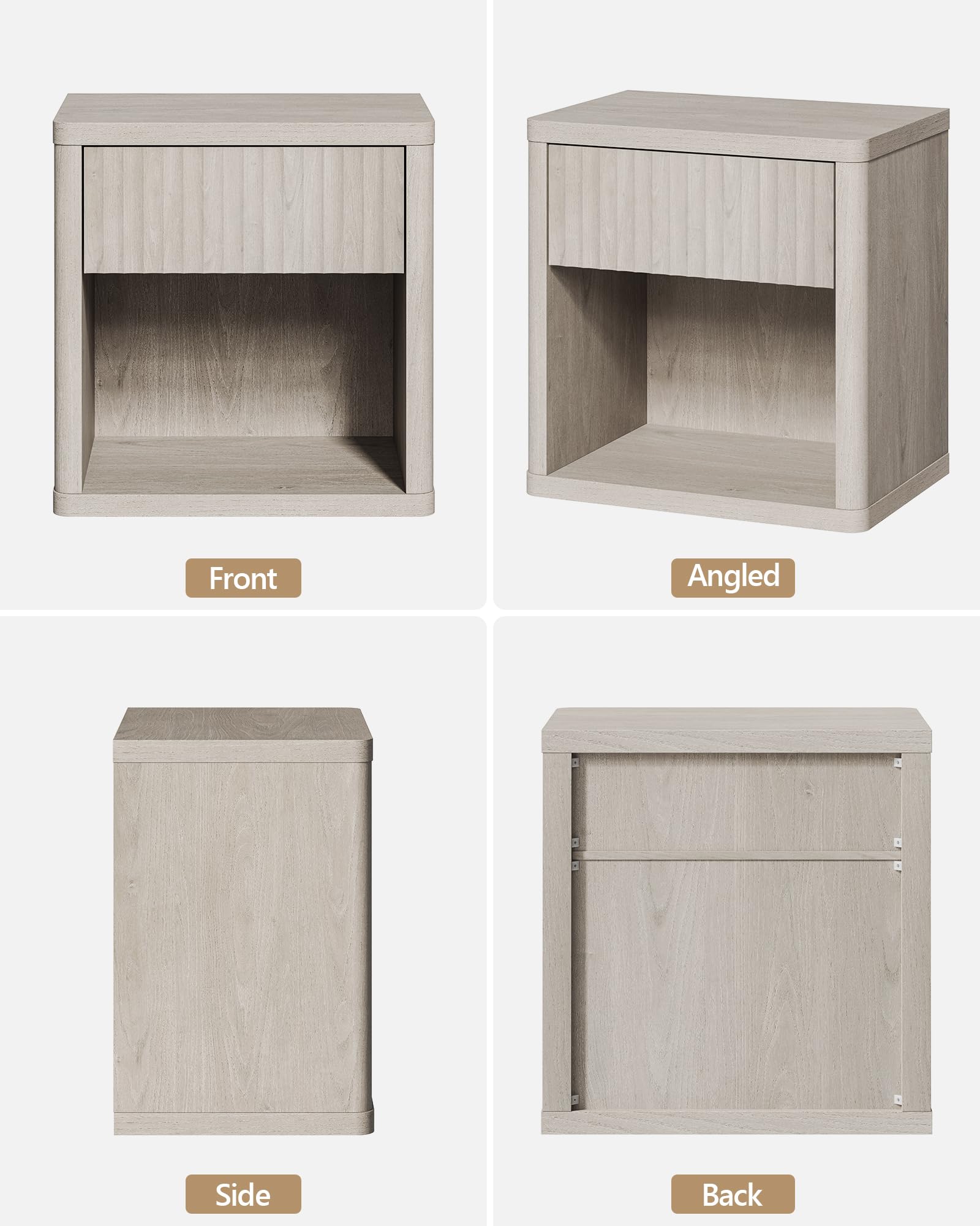 SICOTAS Set of 2 Modern Nightstands with Drawer Storage - 22.7