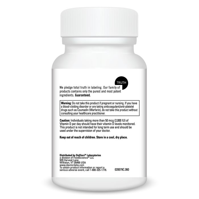 Davinci Labs A•D•K Supplement - 60 Capsules - Vitamin A, D & K Complex for Immune & Bone Health - Supports Heart & Cognitive Function - Perfect for Daily Wellness Routine