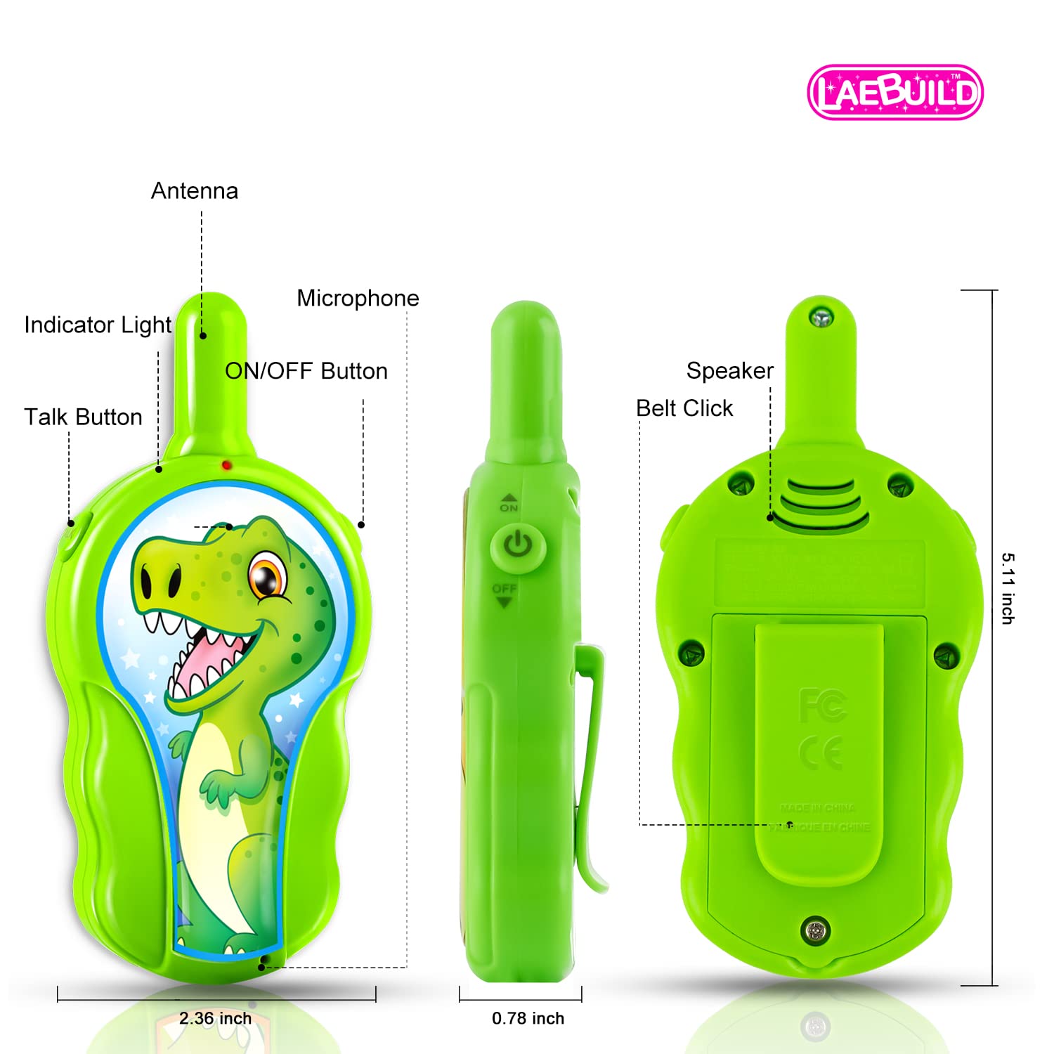 Dinosaur Walkie Talkies for Kids - Long Range Two Way Radios for Boys & Girls Ages 3-12 | Perfect for Outdoor Adventures, Hiking, Camping & Backyard Play | Great Easter Basket Stuffers & Christmas Gifts for Toddlers