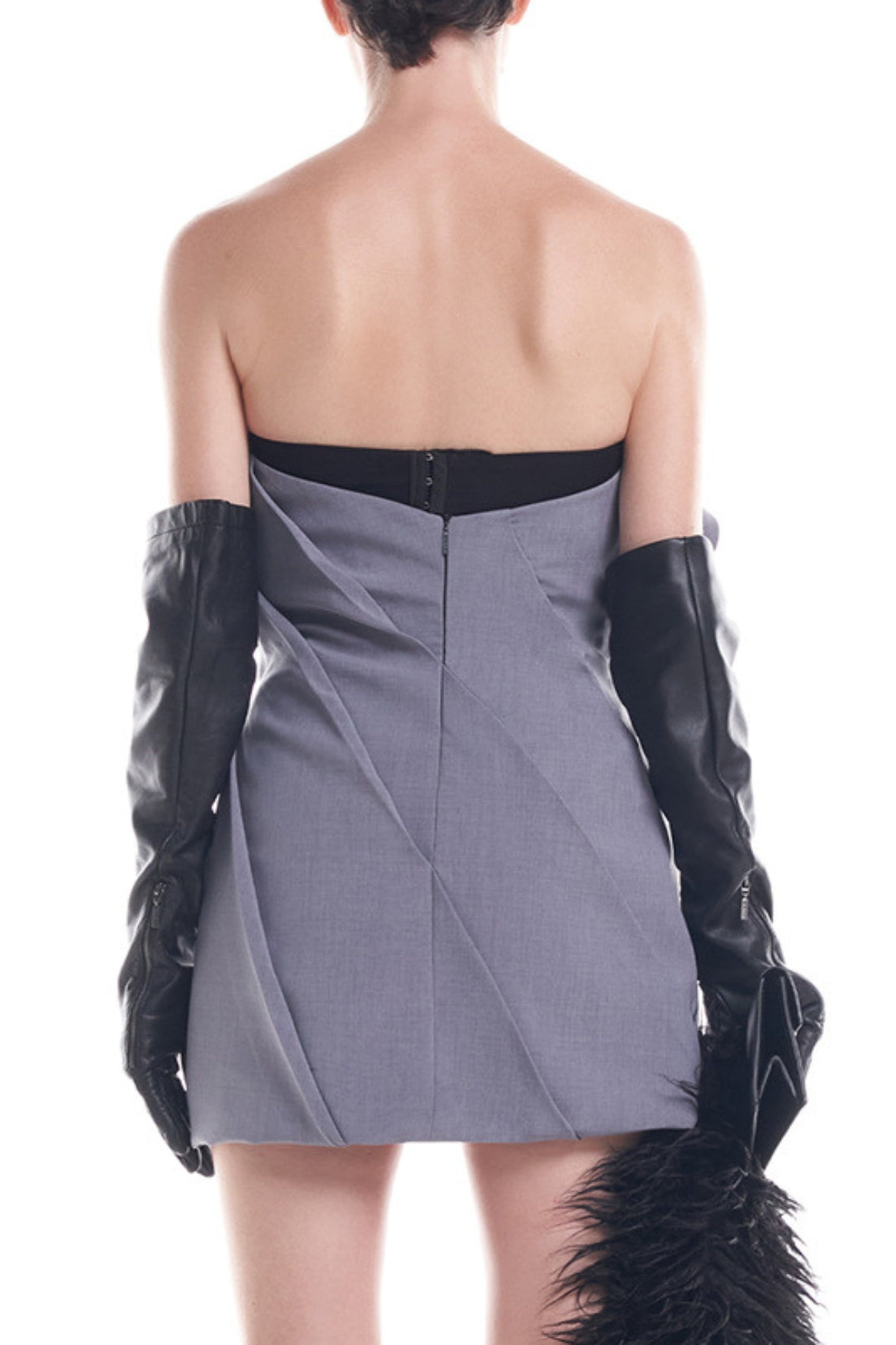 Gray Strapless Floral Mini Dress for Women - Perfect for Summer Parties, Weddings & Date Nights