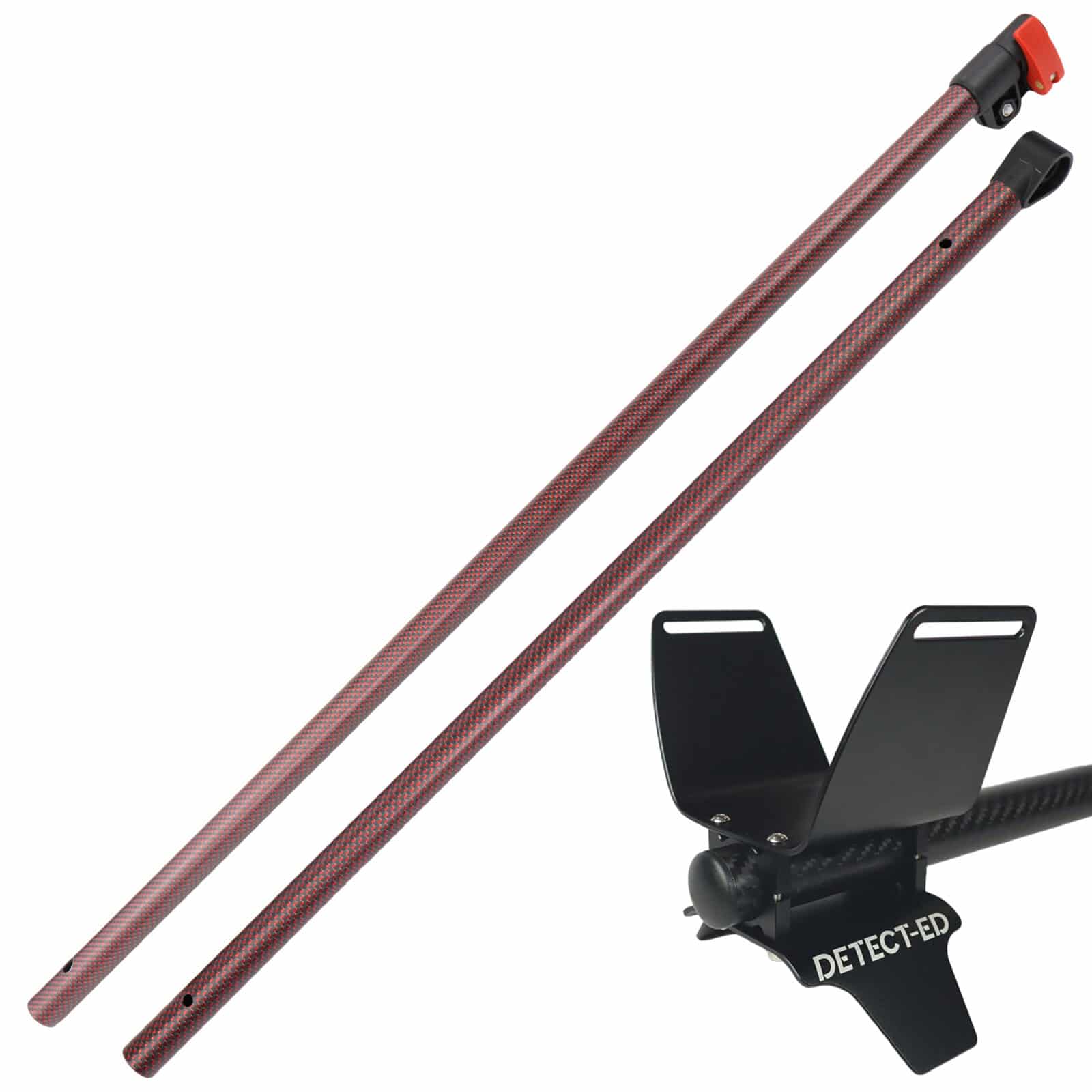 Minelab Equinox Metal Detector Carbon Fiber Shaft - Upper & Lower Red Belly LS with Alloy Arm Cuff | Lightweight & Durable for Treasure Hunting, Beach Combing & Gold Prospecting