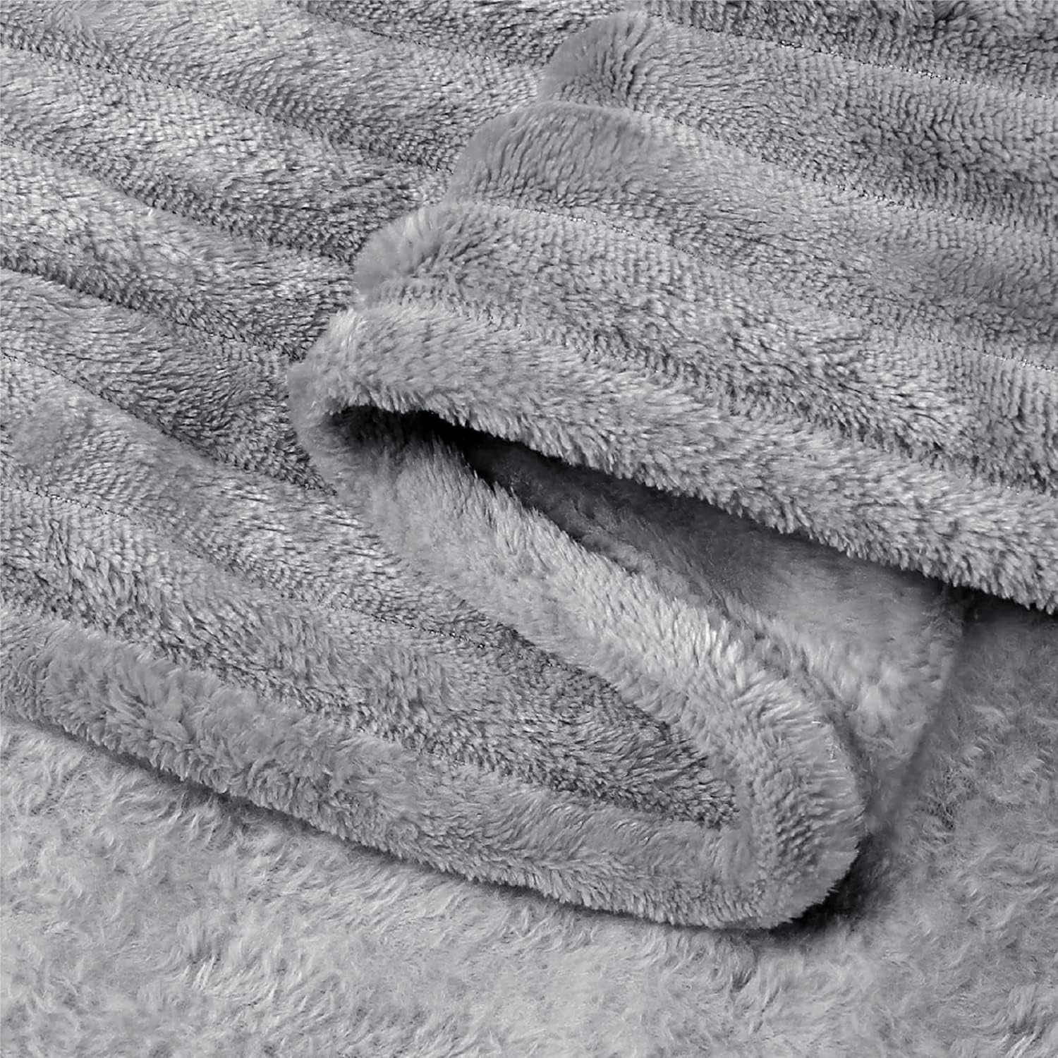 BEDELITE 3D Ribbed Jacquard Fleece Blanket Queen Size 90x90 Inches - Ultra Soft, Warm & Lightweight Plush Throw Blanket for Couch, Bed, Sofa - Perfect for Winter Nights, Movie Time & Home Decor (Grey)