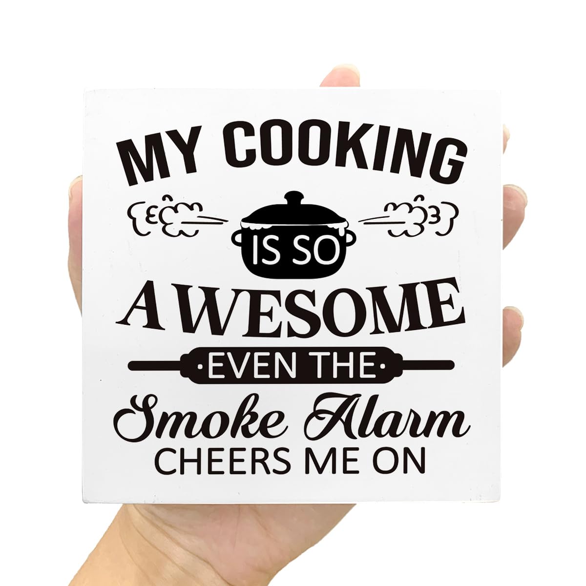 Funny Kitchen Wooden Block Sign - Retro Satire & Irony Decor for Home, Dining Room & Tabletop - Perfect Gift for Cooking Enthusiasts (V666) - Ideal for Farmhouse Kitchens, Coffee Bars & Housewarming Gifts