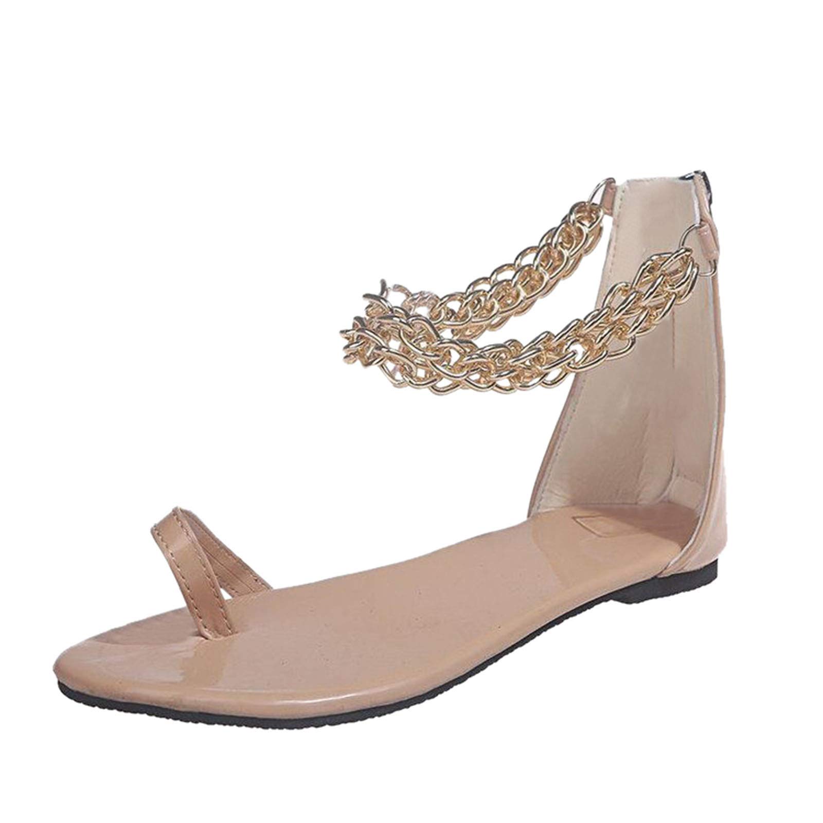 Women's Fashion Metal & Snake Print Sandals with Adjustable Strap - Comfortable Toe Flip Flops for Beach, Pool, and Summer Outfits