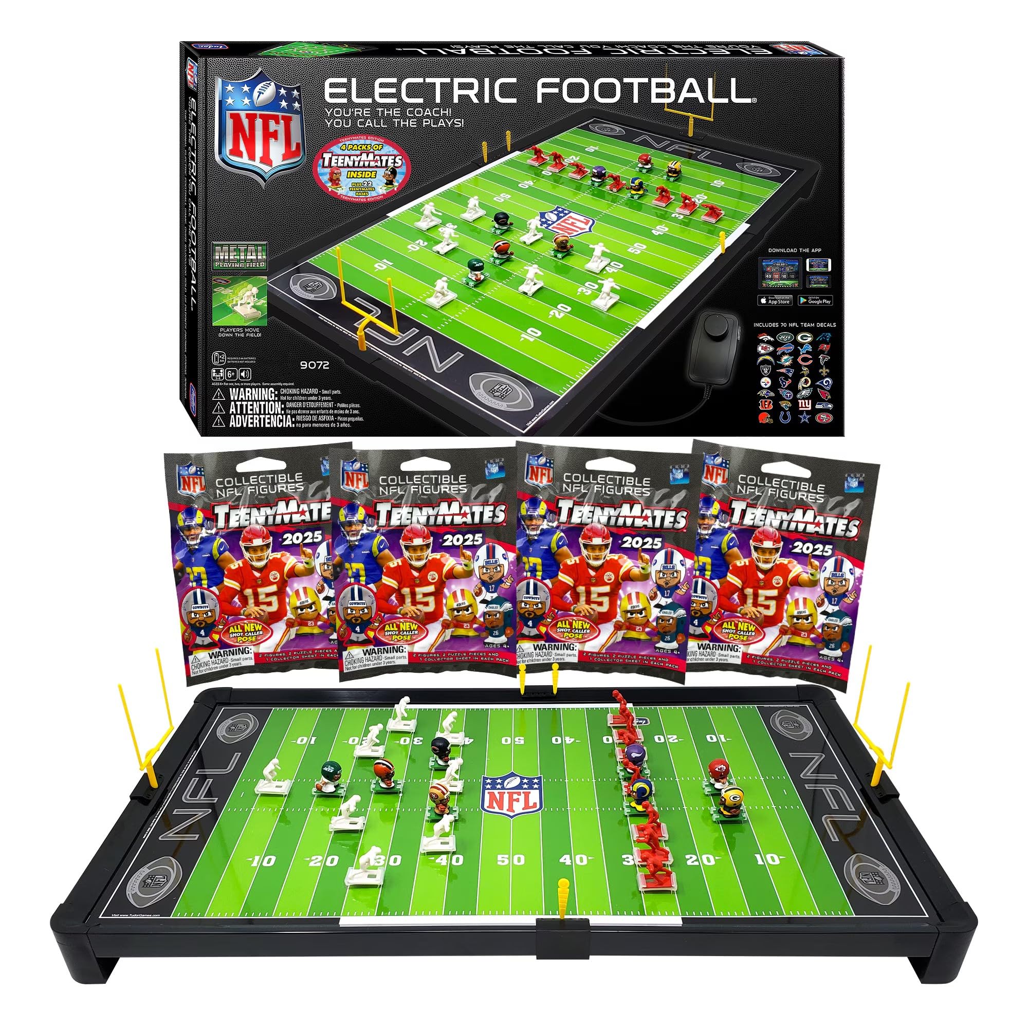Tudor Games Teenymates Red Zone Electric Football Game - Portable Tabletop Football for Kids & Adults - Perfect for Home, Office, and Party Entertainment