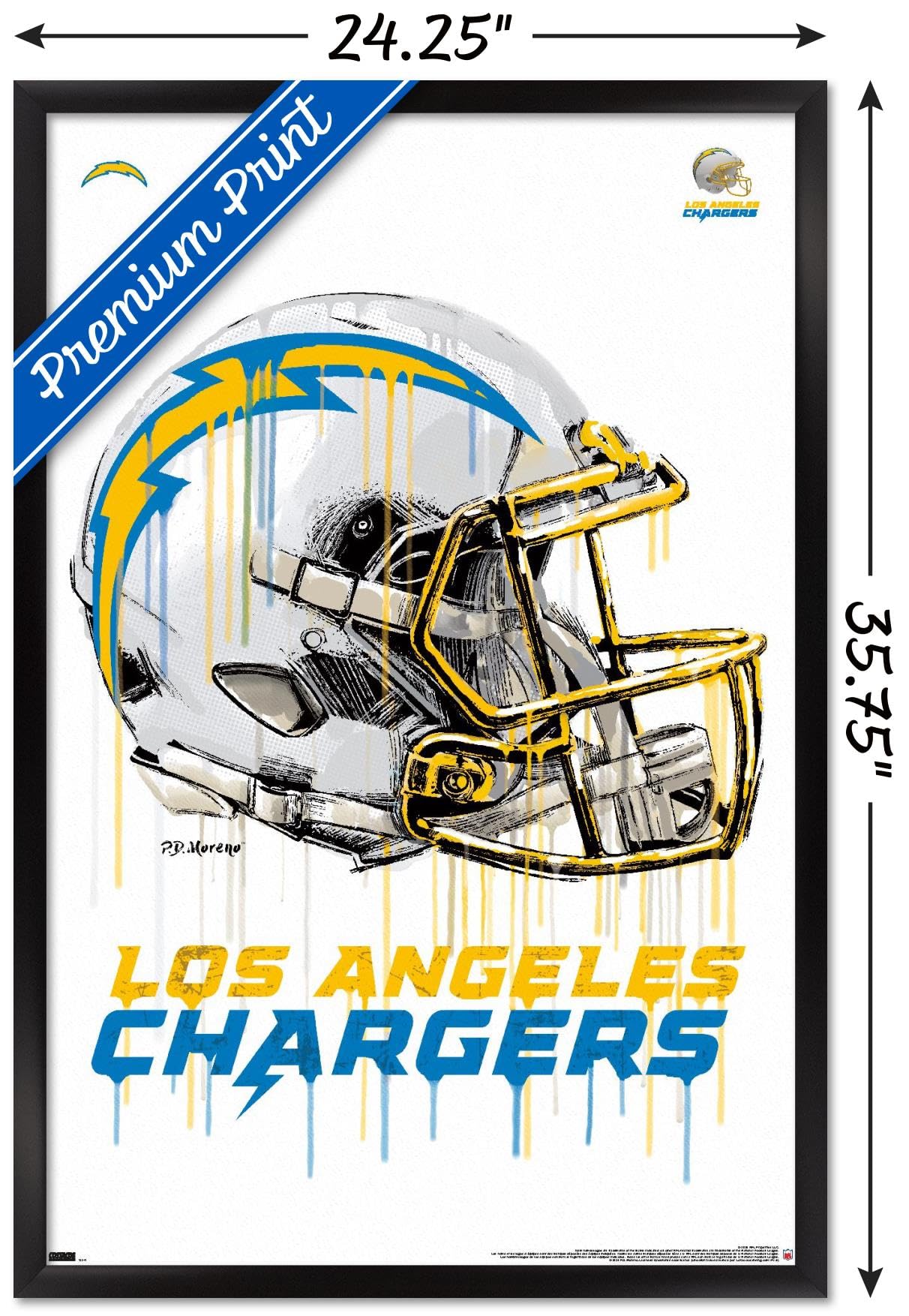 NFL Chargers Drip Helmet Wall Poster - Football Room Decor
