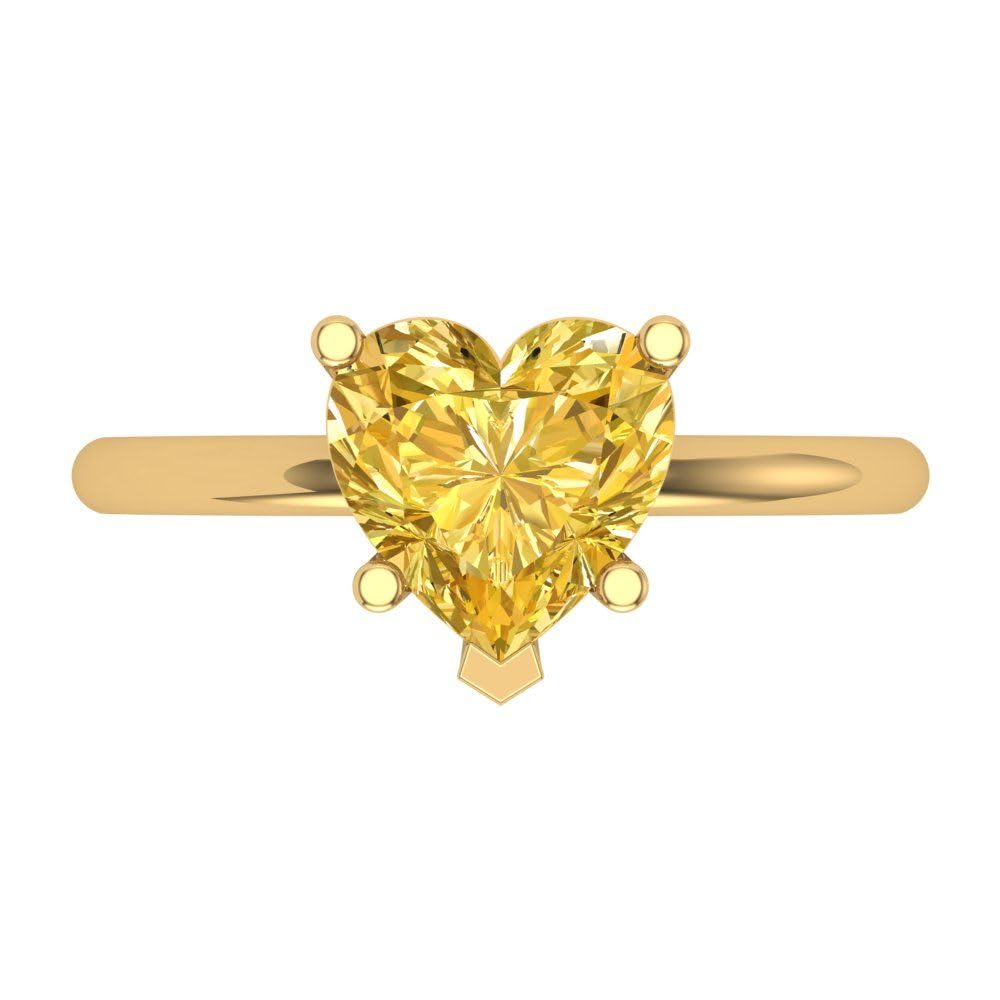 2.0ct Heart Cut Canary Yellow Simulated Diamond Ring in 14k Gold for Engagement & Anniversary