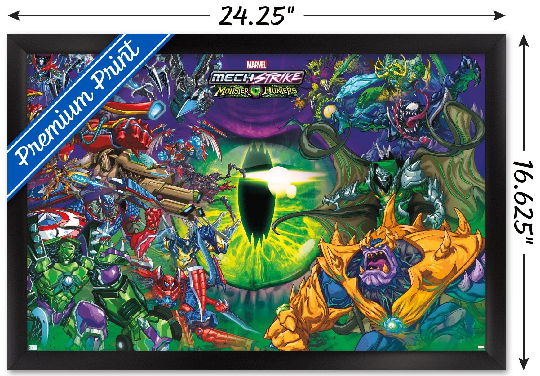 Marvel Avengers: Mechstrike Monster Hunters Battle Wall Poster - 14.725 x 22.375 Inches, Black Framed - Perfect for Superhero Fans, Kids' Rooms & Game Room Decor