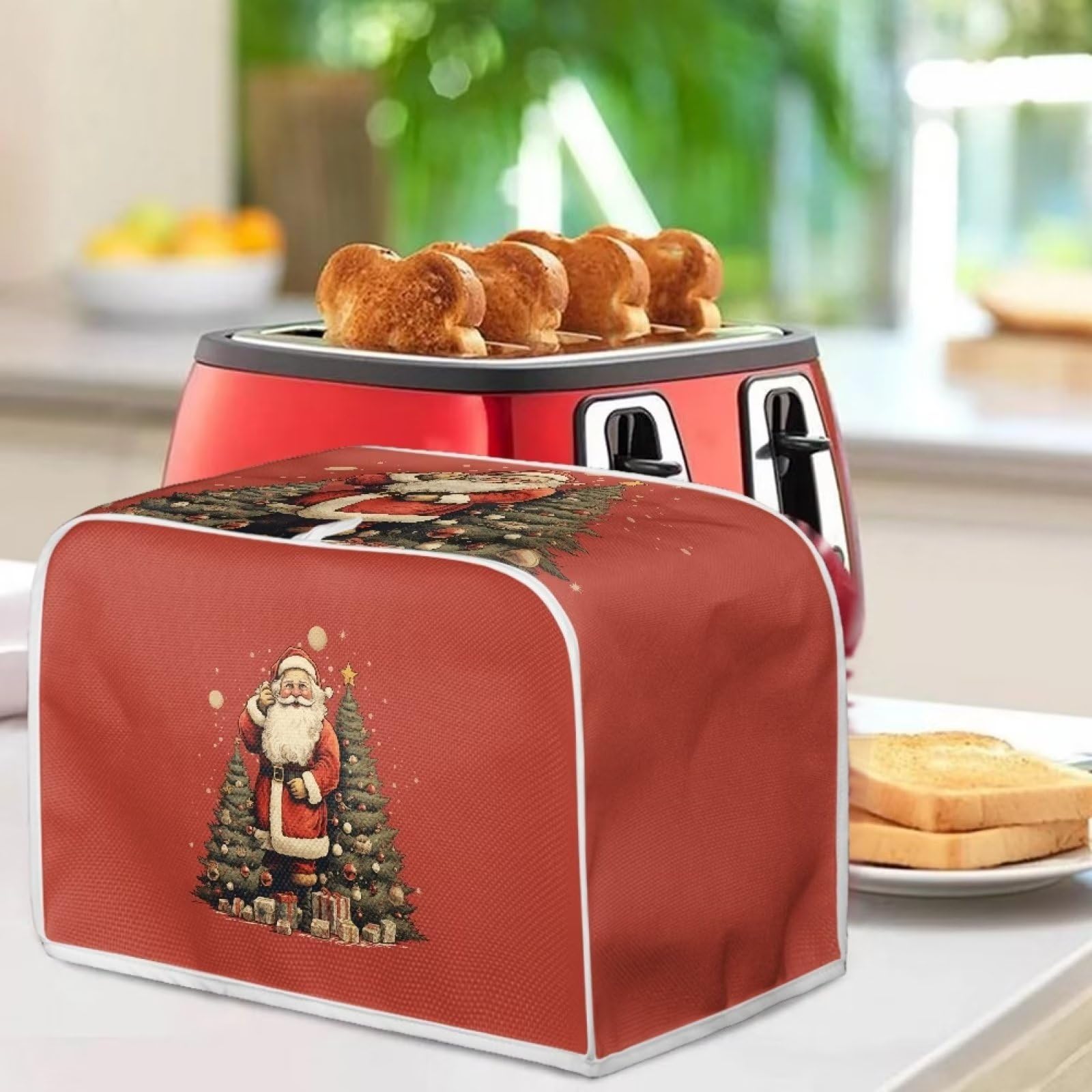 Funny Santa Claus Toaster Cover for 2-Slice Toaster - Kitchen Appliance Protection & Christmas Decoration | Dustproof Bread Maker & Oven Cover | Perfect for Holiday Kitchen Decor & Gift Giving