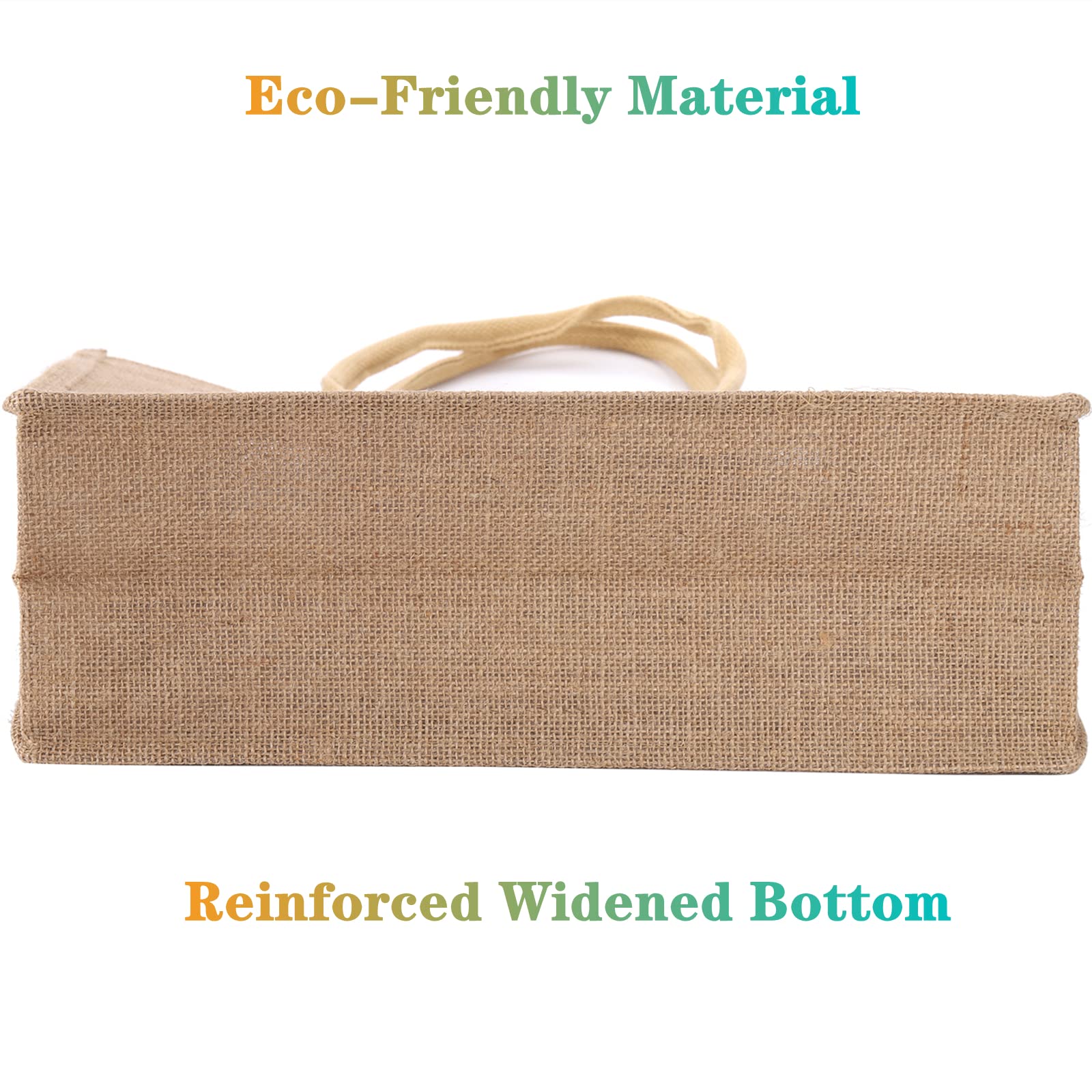 DEAYOU 6 Pack Eco-Friendly Jute Tote Bags - 15.4''x12.2''x5.9'' Natural Burlap Shopping Bags with Sturdy Handles for Groceries, DIY Crafts, Weddings & Beach Outings | Reusable Gift Bags for Sustainable Lifestyle