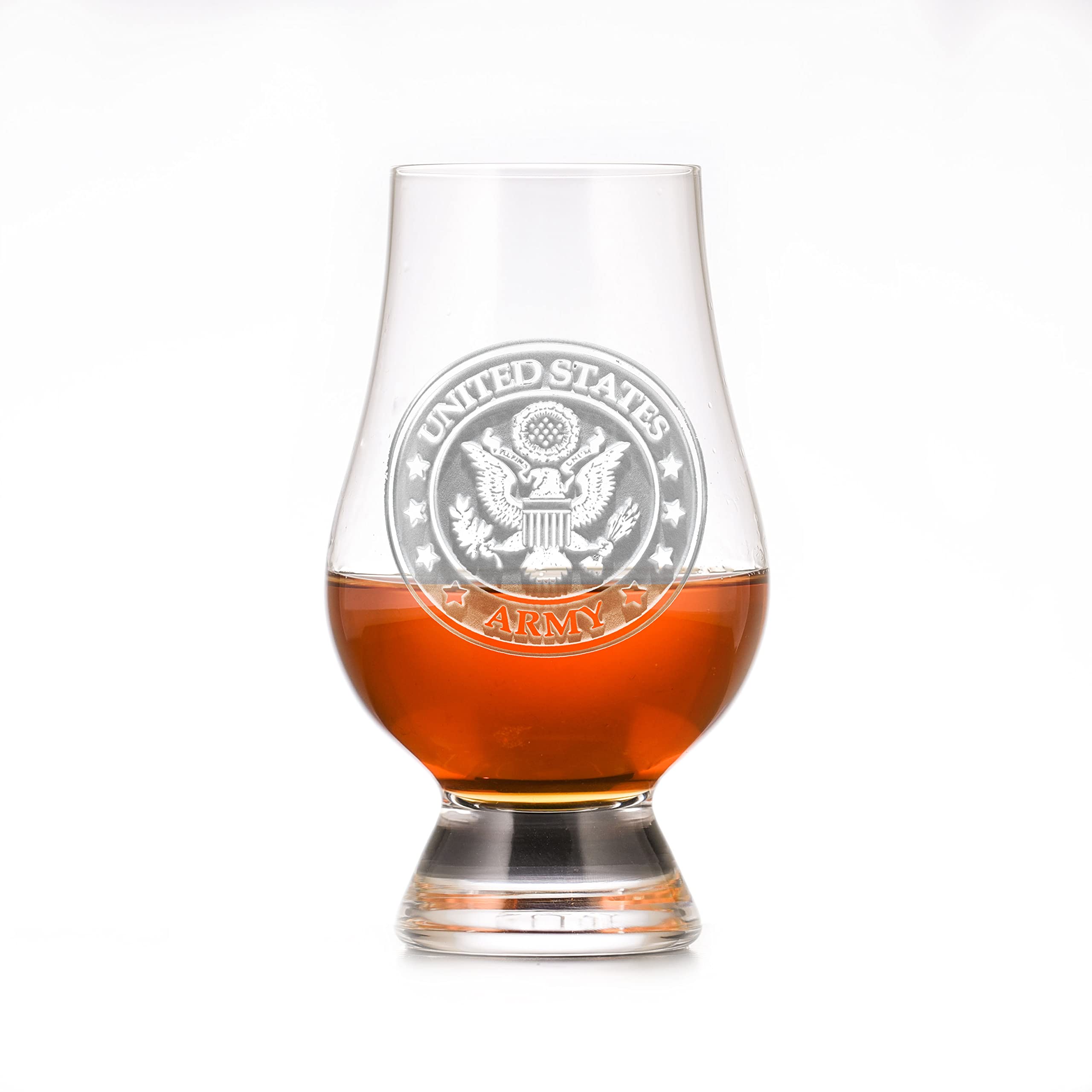 Personalized Engraved Army Glencairn Whisky Glasses Set of 4 - Premium Crystal Whiskey Tumbler for Bourbon, Scotch & Whiskey Tasting - Perfect for Military Gifts, Veterans Day & Home Bar Decor