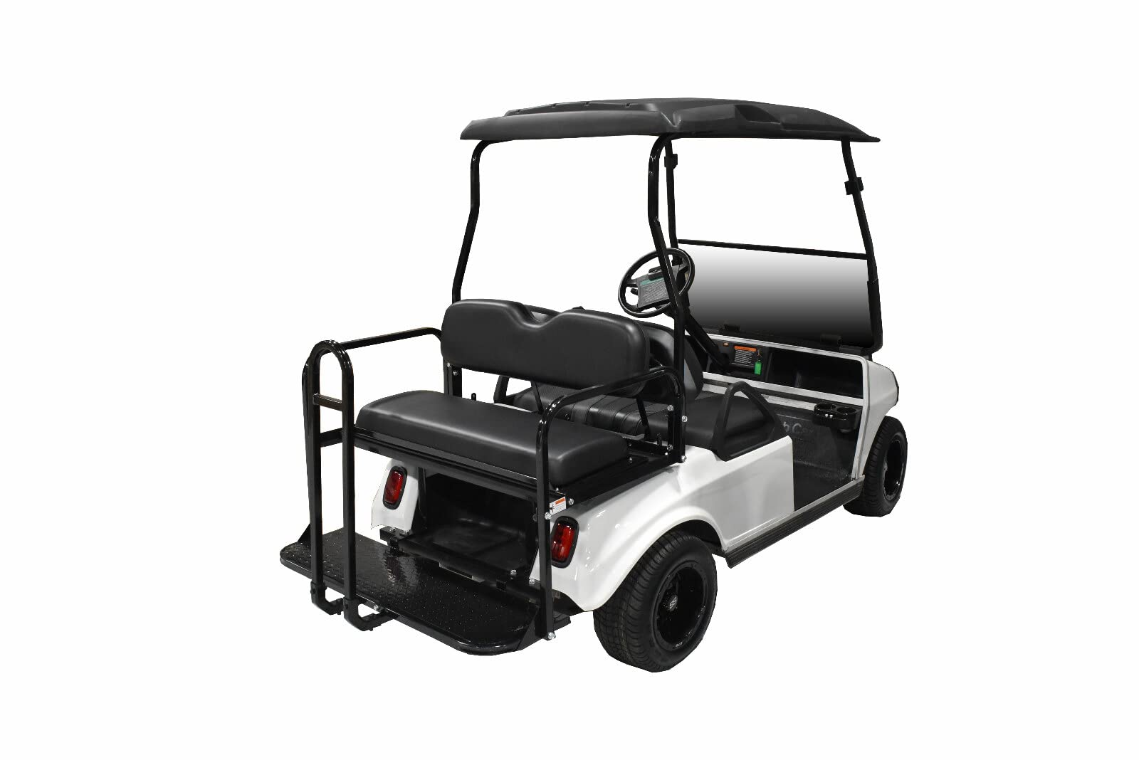 ProFX Golf Cart Rear Flip Seat Kit with Grab Bar for Club Car DS Gas & Electric Golf Carts (2000.5-2014 Models) | Black Cushions | Perfect for Golfing, Camping & Resort Transportation