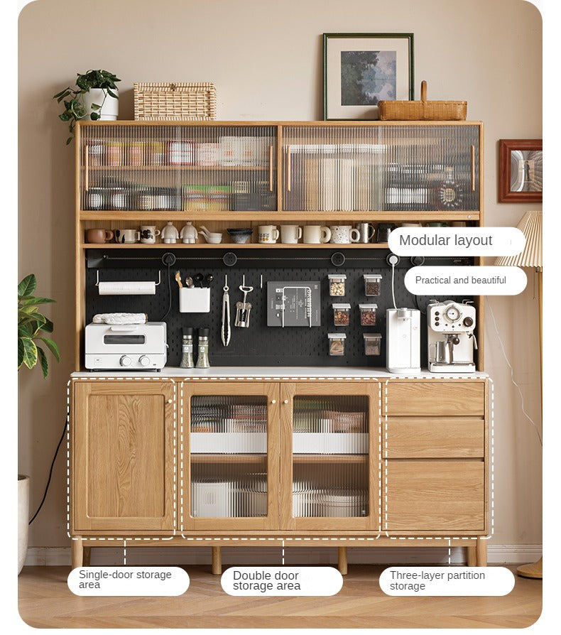 Solid Oak Wood Rock Plate Storage Cabinet - High Capacity Organizer for Kitchen, Living Room, or Office