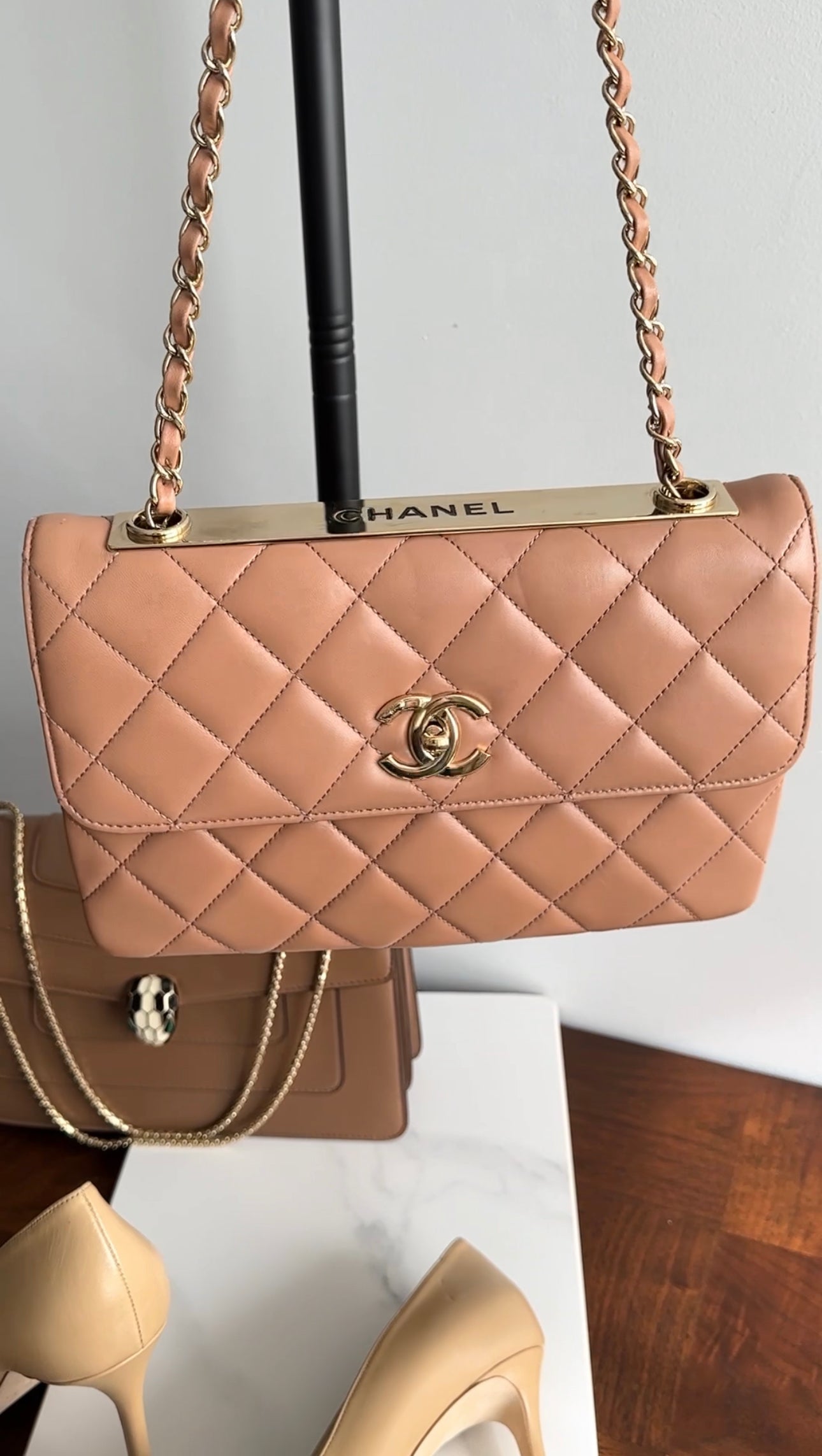 Chanel Beige Quilted Trendy CC Flap Bag - Luxury Designer Handbag for Women | Perfect for Everyday Use, Parties & Special Occasions