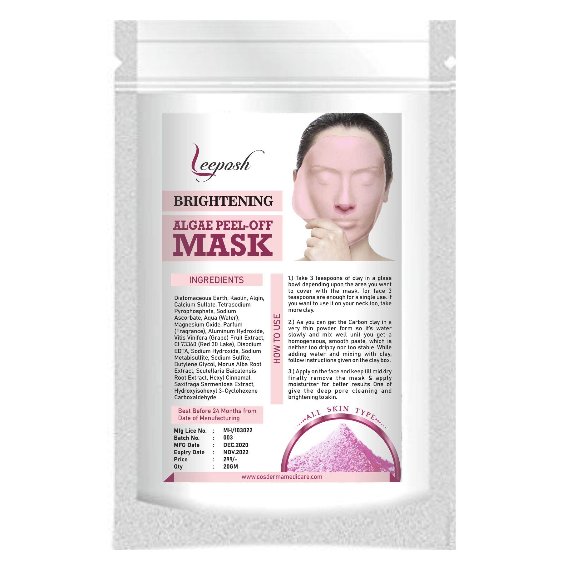 Brightening Algae Peel Off Mask - Deep Cleansing & Skin Glow - Best for Acne, Blackheads & Dull Skin - Perfect for Spa Night & Self Care Routine