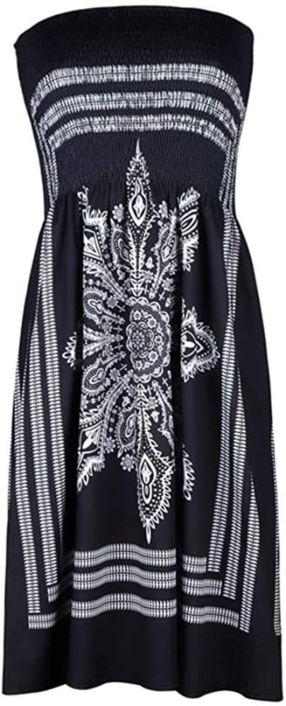 Bohemian Floral Strapless Tunic Dress for Women - Summer Casual Beach Cover Up Dress for Swimwear | Perfect for Pool Parties, Vacations & Tropical Getaways
