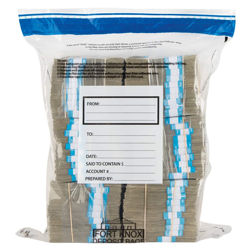 BankSupplies Ultima Blue Clear Cash Transmittal Bags 19x24 Inches - Pack of 250 - Tamper Evident Security Bags with Captive Flap & Write-on Panel - Heat/Cold/Moisture Detection - Perfect for Bank Deposits, Retail Cash Handling & Secure Money Transport