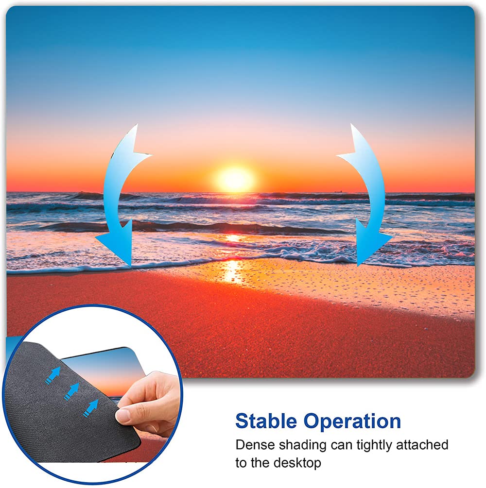 Custom Beach Design Mouse Pad - Non-Slip Rubber Base, Waterproof Square Mousepad for Office & Laptop (9.5