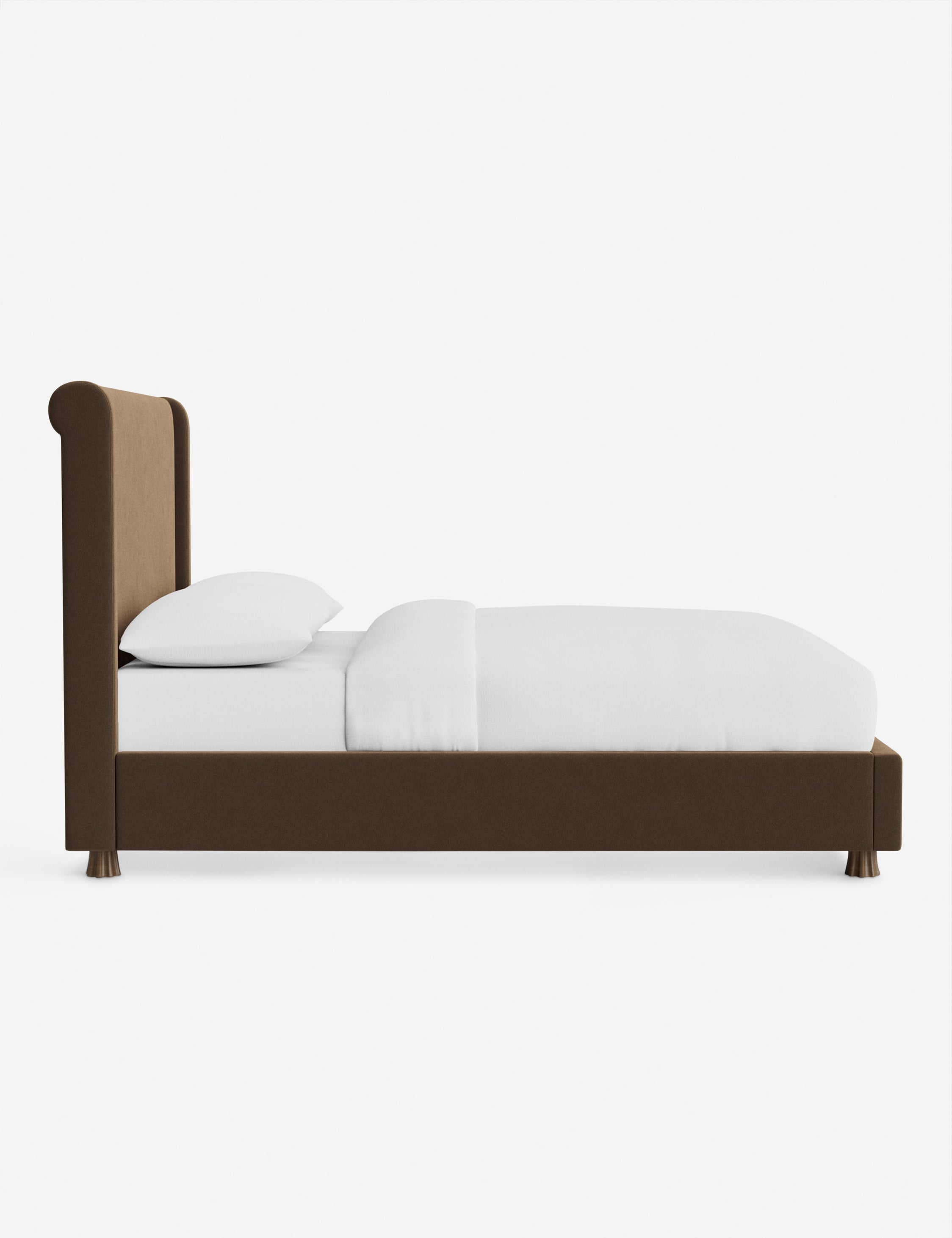 DOMINIQUE Platform Bed Frame by DISC Interiors - Modern Minimalist Wooden Bed with Upholstered Headboard | Perfect for Master Bedroom, Guest Room & Loft Apartments