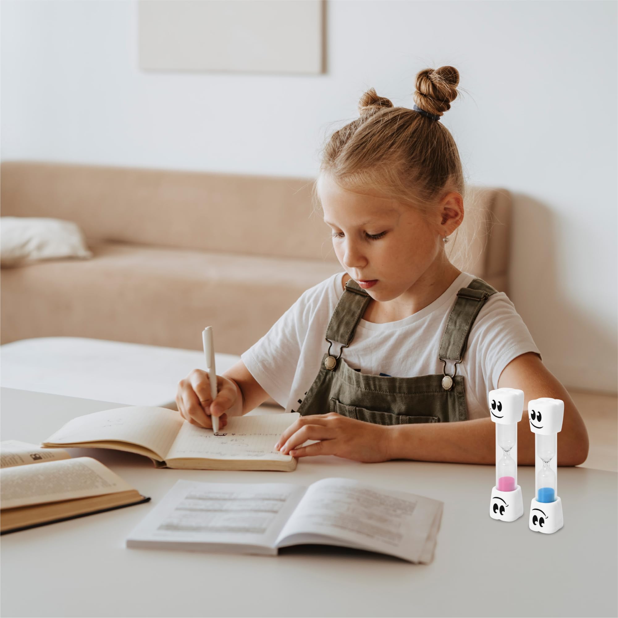2 Minute Toothbrush Sand Timer for Kids - Set of 2 Small Blue and Pink Smiley Hourglass | Fun Dental Hygiene Timer for Brushing Teeth | Perfect Bathroom Decor & Kids' Oral Care Tool
