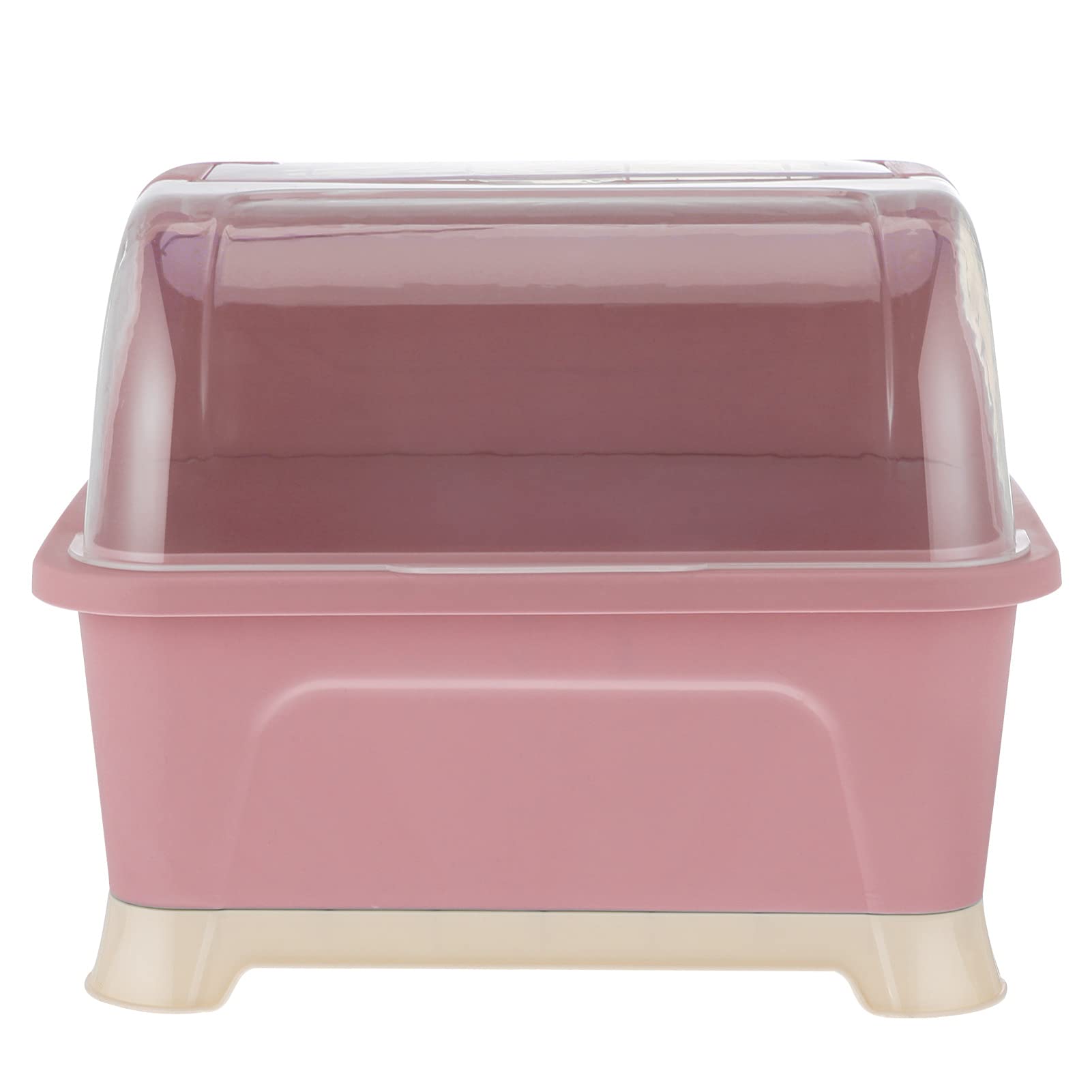 Pink Dish Drying Rack with Lid - Space Saving Bottle Storage Organizer for Kitchen Cabinet - Holds Coffee Mugs, Tea Cups, Bowls & Kitchenware - Perfect for Small Spaces, Dish Organization & Countertop Storage