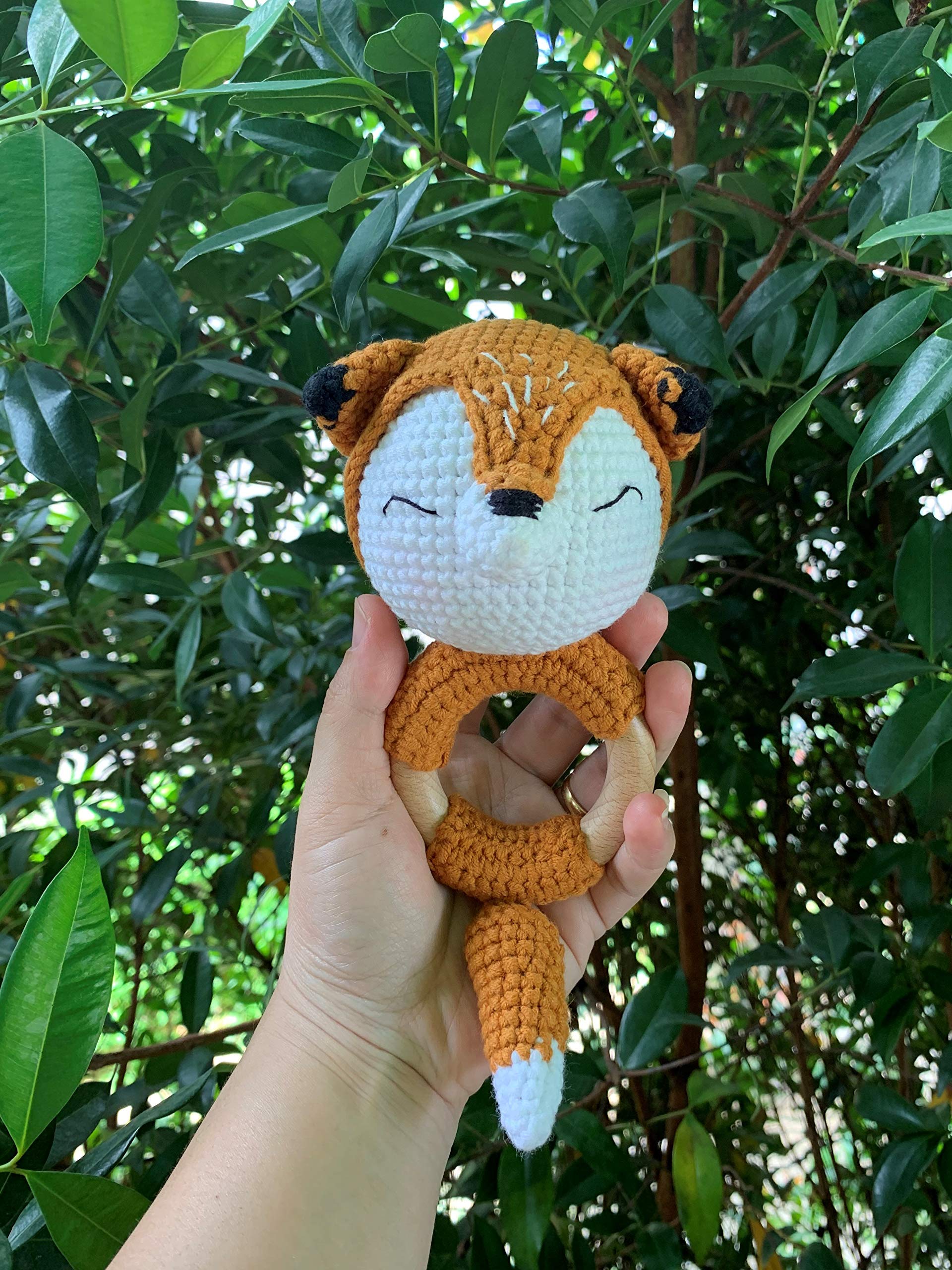 Handmade Little Fox Rattle Toy - Soft Crochet Fox Plushie for Babies & Toddlers | Perfect Baby Shower Gift, Nursery Decor & Sensory Play Toy for Newborns