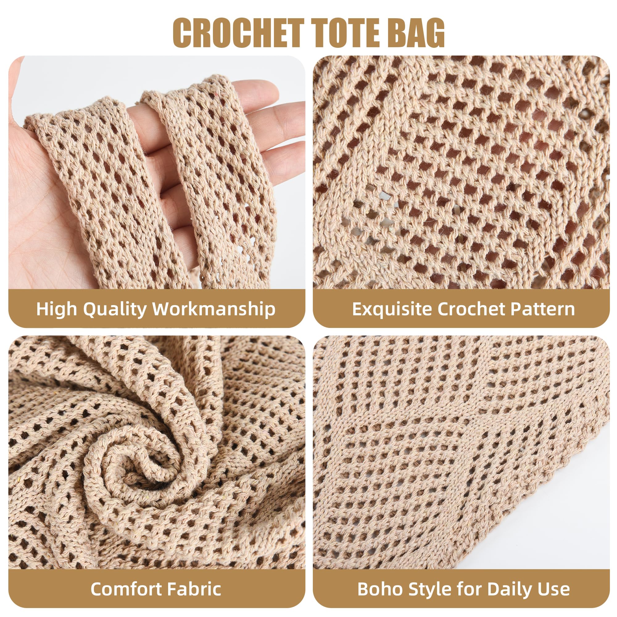 Stylish Crochet Beach Tote Bag for Women - Summer Vacation Aesthetic Knit Handbag - Perfect for Poolside, Beach Outings & Boho Fashion Accessories