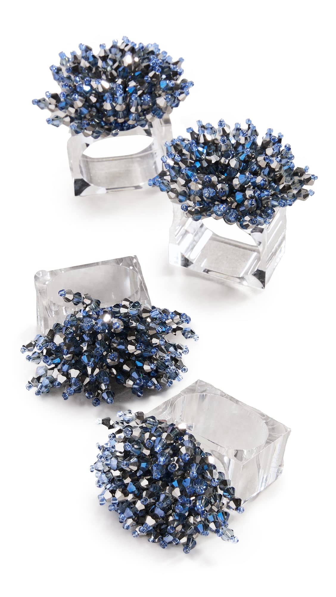 Kim Seybert Women's Elegant Set of 4 Crystal Napkin Rings - Perfect for Dinner Parties, Weddings & Holiday Table Decor
