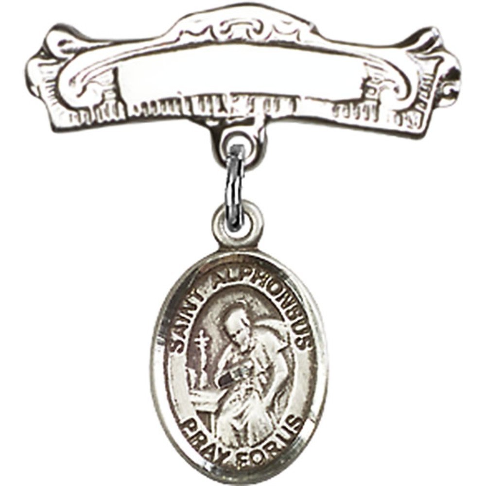 Sterling Silver Baby Badge with St. Alphonsus Charm - 7/8