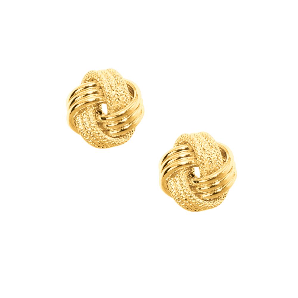 10K Gold Textured Love Knot Stud Earrings for Women - Romantic Gift for Anniversary, Valentine's Day & Everyday Wear