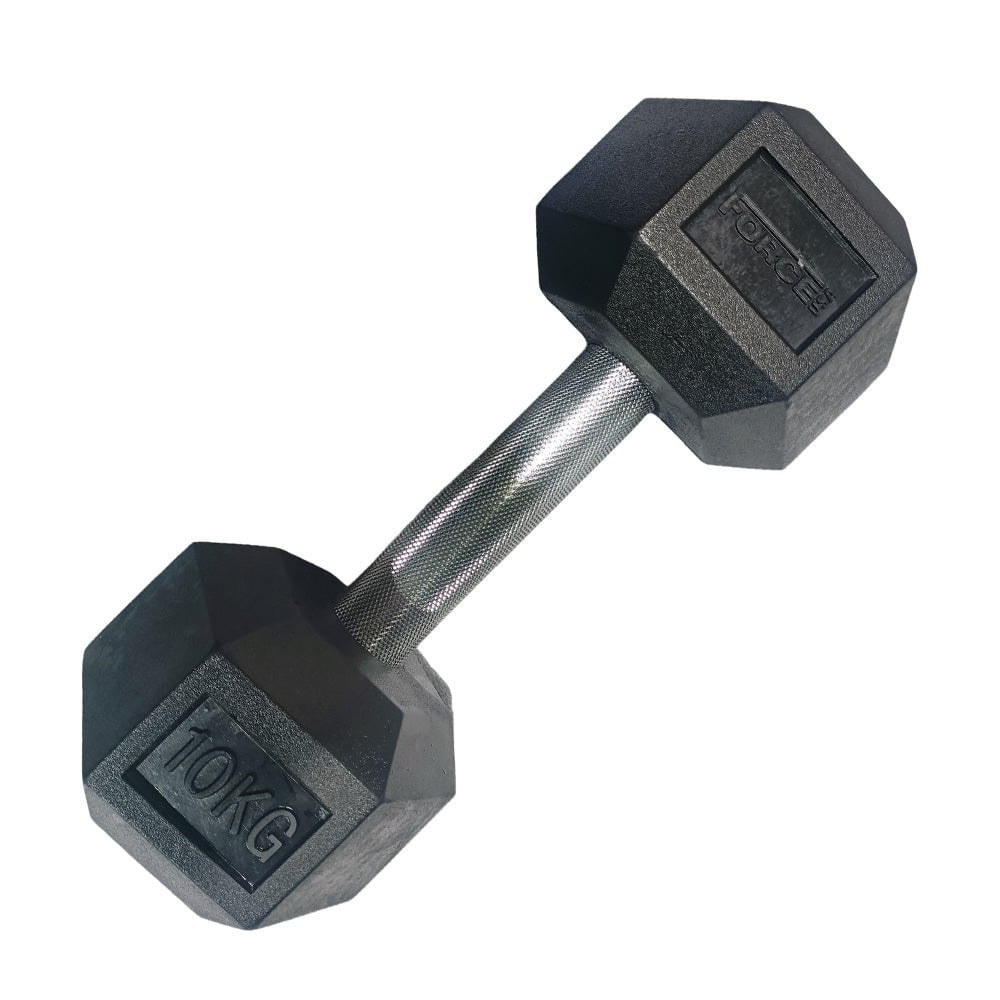 Force USA Straight Handle Hex Dumbbells - 5-100 lbs (Sold Individually) for Home Gym & Strength Training