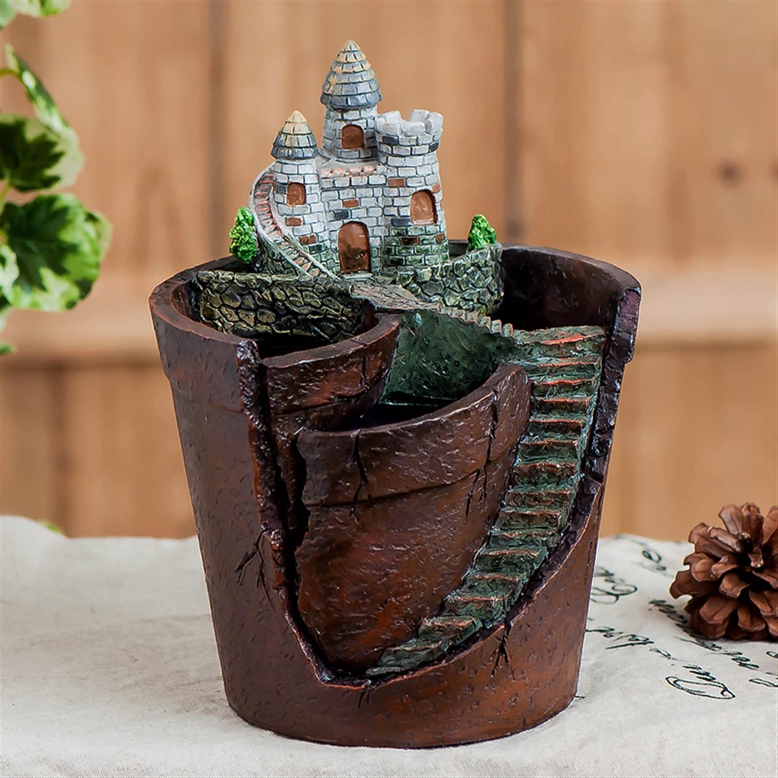 1PC Resin Succulent Planter - Decorative Flower Pot for Bonsai, Micro-Landscape & Castle Plants | Indoor/Outdoor Garden Decor | Perfect for Home, Office & Patio Use
