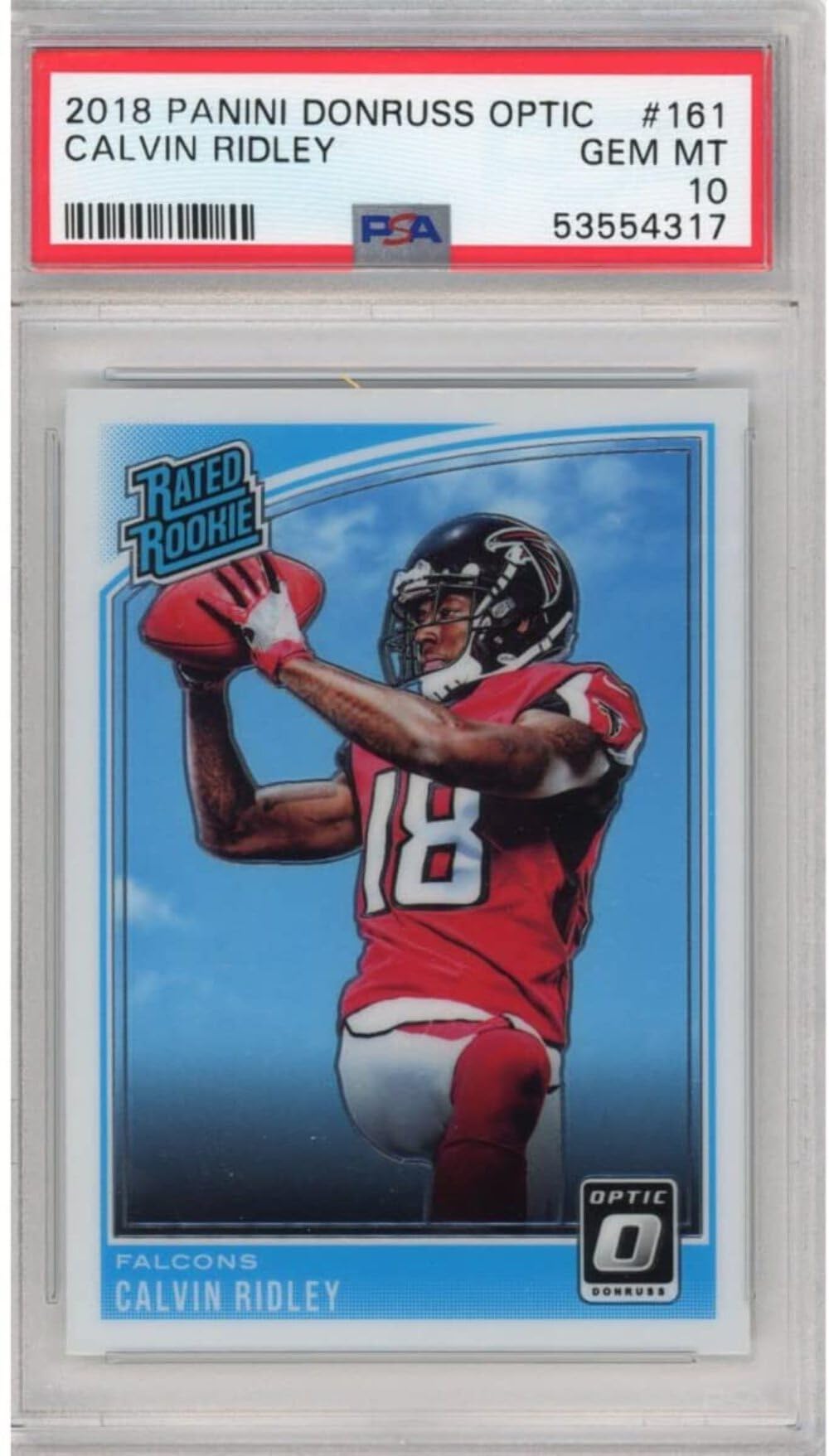 2018 Panini Donruss Optic Calvin Ridley #161 Rookie RC Football Card PSA 10 Gem Mint - Rare Collectible for Sports Memorabilia & Investment - Perfect for Display, Trading Cards Collection, and Football Fans Gift