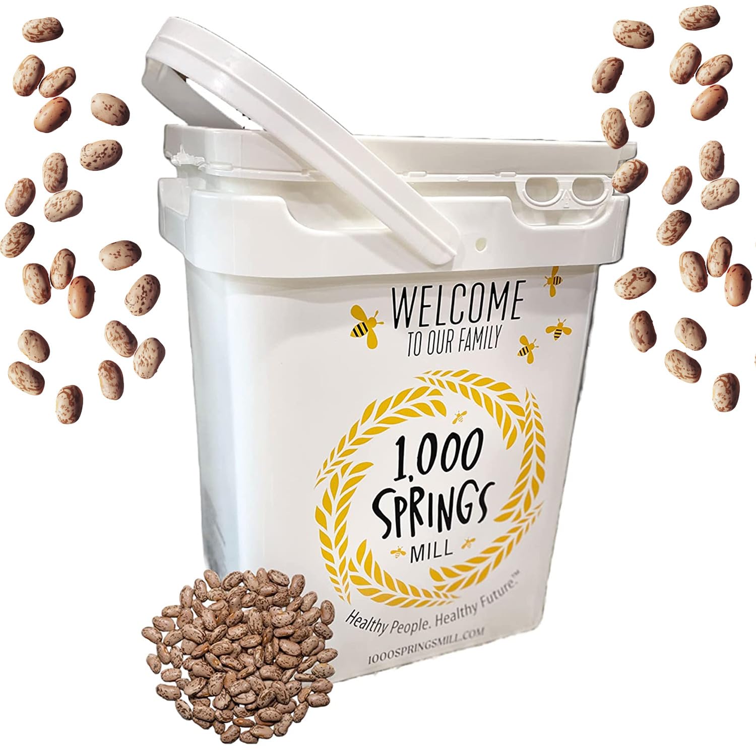 1000 SPRINGS MILL - 25lb Bulk Organic Pinto Beans | Non-GMO, Vegan Friendly Dry Brown Beans for Cooking | Perfect for Soups, Stews, Chili, Burritos, Dips & Refried Beans | Great for Meal Prep, Camping & Pantry Storage