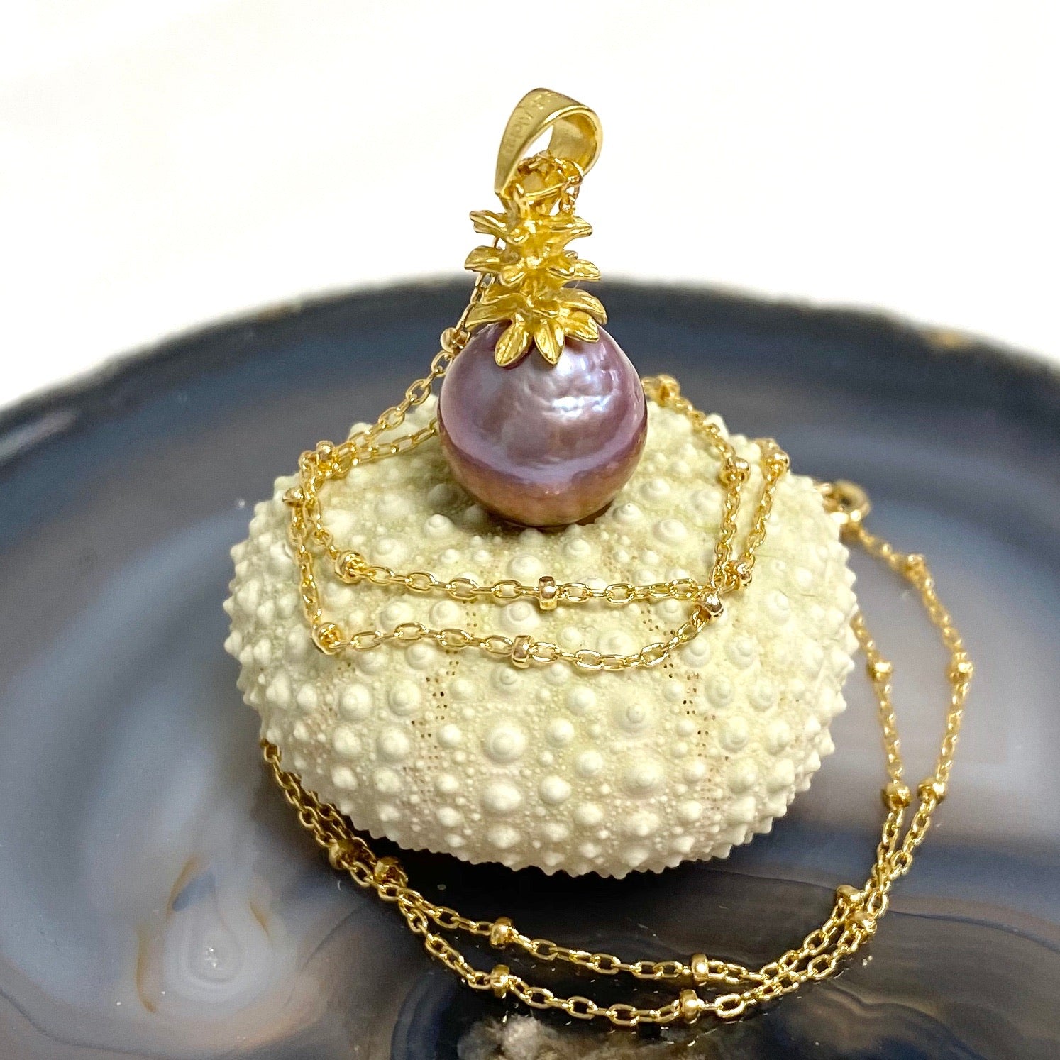 Exquisite Pineapple Pearl Necklace with Lavender Edison Pearls (N333) - Perfect for Weddings, Parties & Elegant Evening Wear