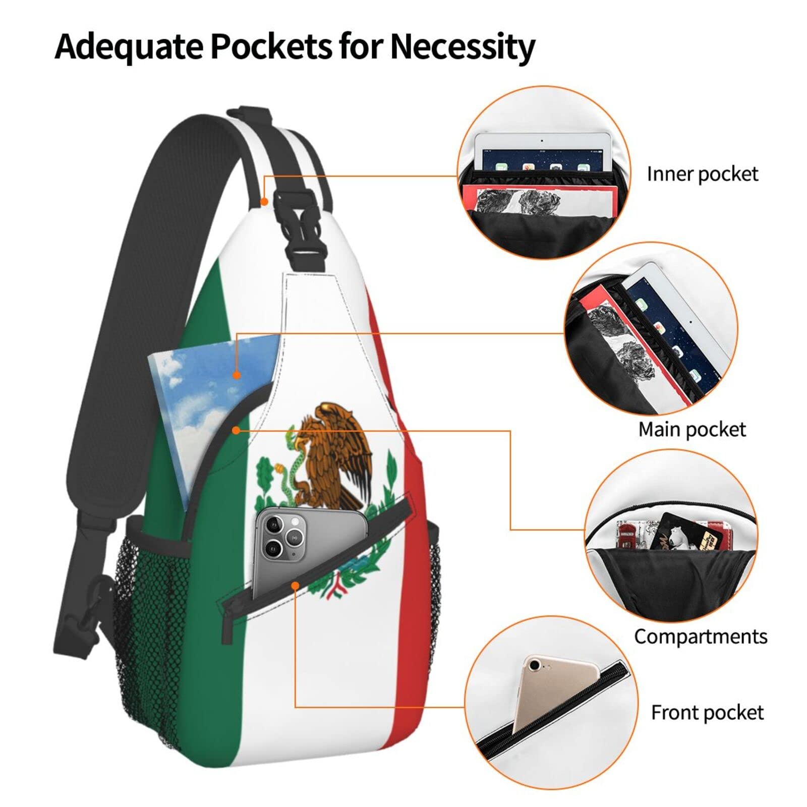 Mexico Flag Crossbody Sling Bag - Unisex Travel & Hiking Backpack for Outdoor Adventures