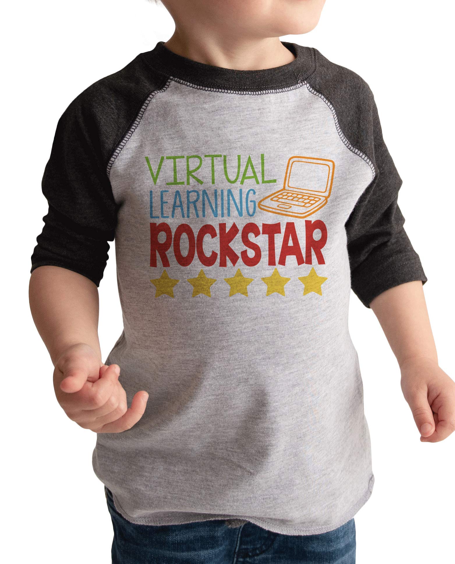 7 Ate 9 Apparel Kids Virtual Learning Rockstar School Shirt - Comfortable Online Class & Homeschool Outfit for Boys & Girls