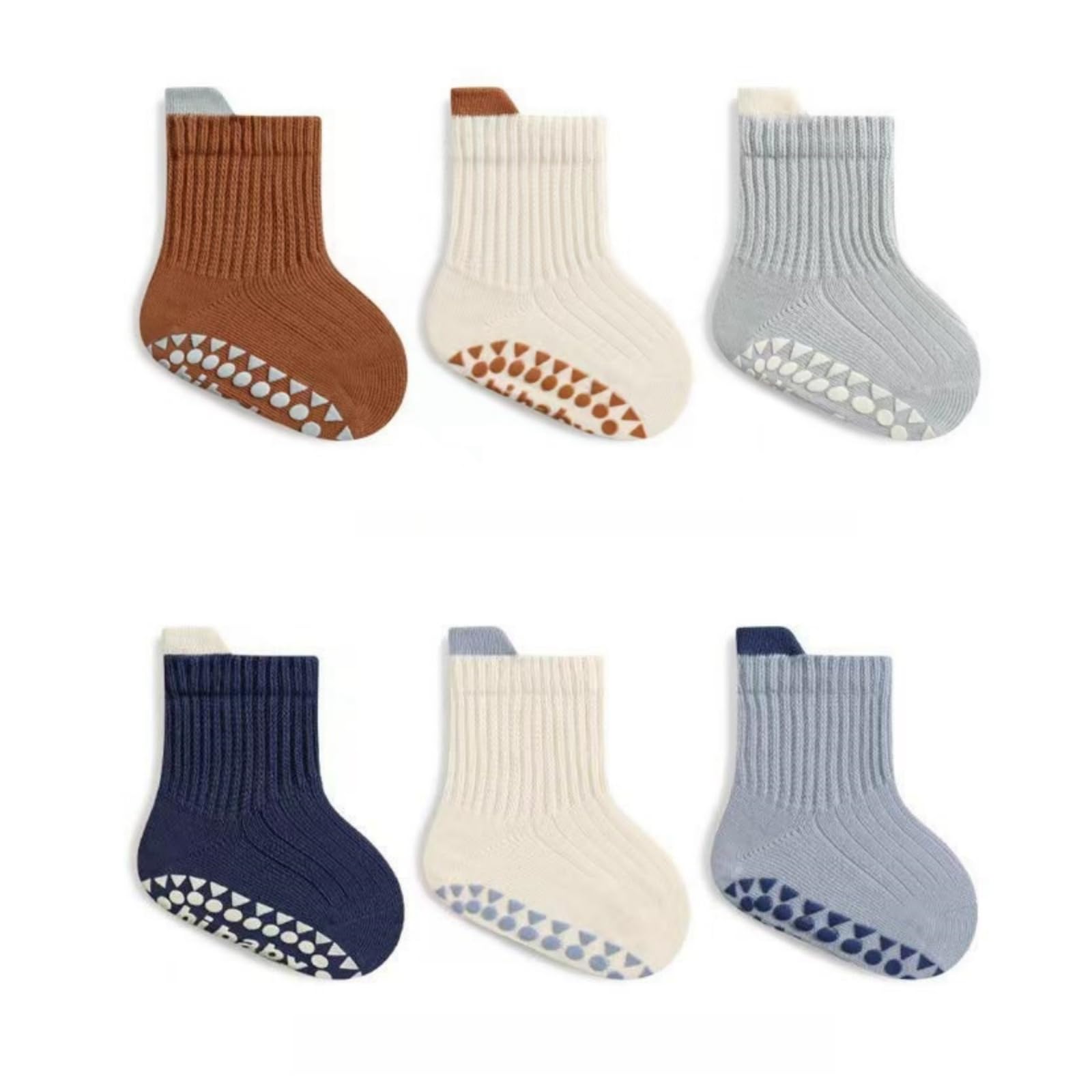Non-Slip Baby Boys' Cotton Crew Socks with Grips for Toddlers - Perfect for Playtime, Crawling & First Steps - Soft & Safe Kids' Gift Socks