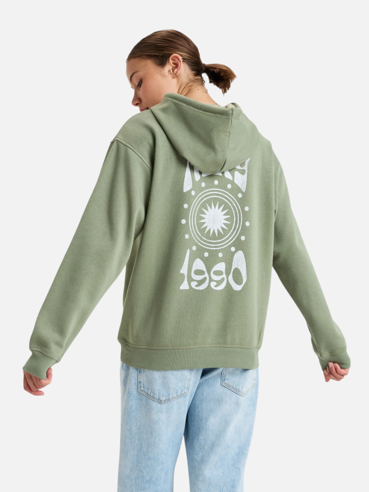 Roxy Surf Stoked Green Hoodie - Women's Pullover Sweatshirt for Surfing, Beach & Casual Wear
