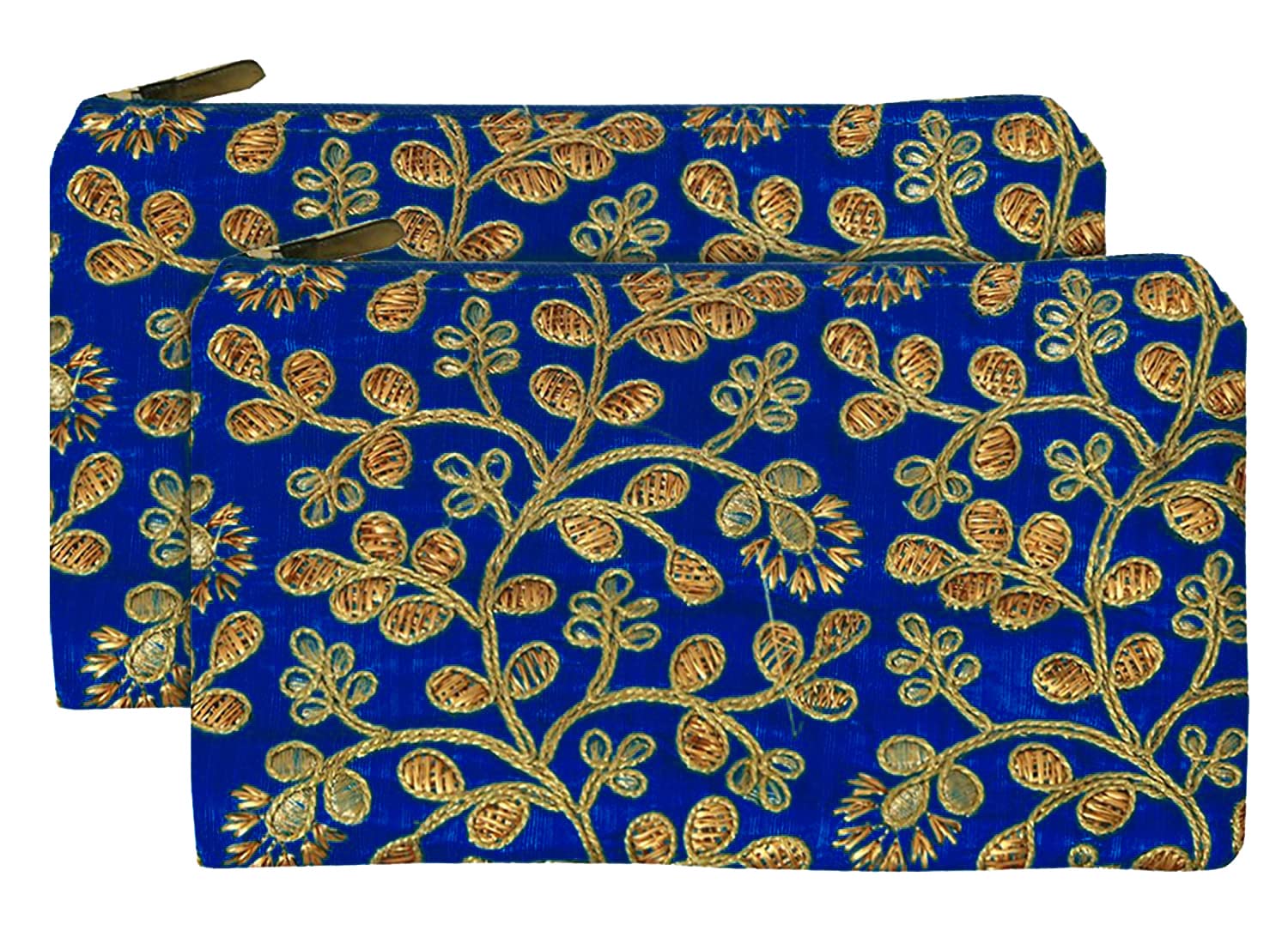 Kuber Industries Women's Embroidered Handbag Wallet - Elegant Clutch for Parties, Weddings, Dating & Special Occasions (Set of 2, Blue) | Perfect Gift for Her, Bridesmaids & Best Friends (HS39KUBMART022034)