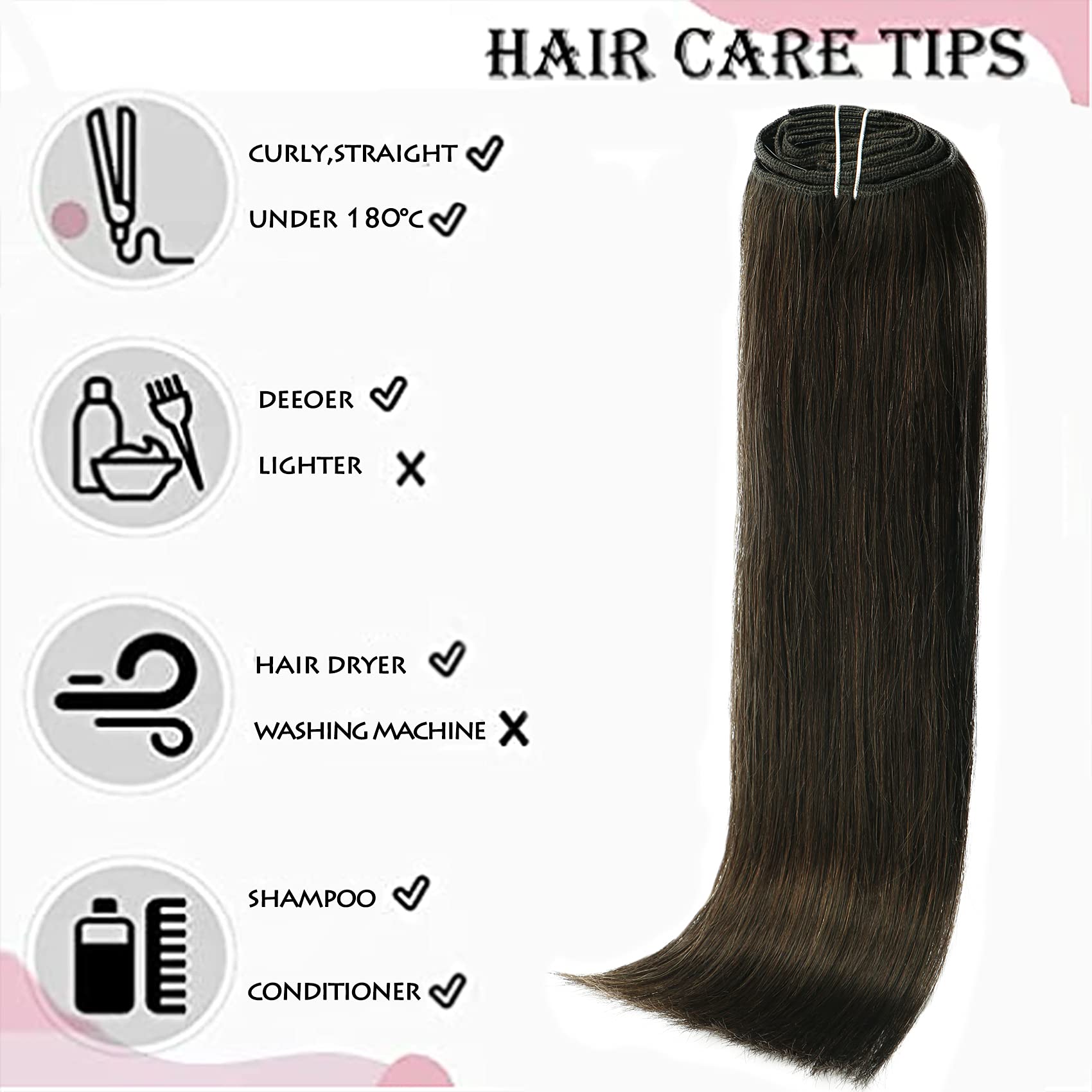 HUAYI Dark Brown 22-Inch 120g 7-Piece Clip-In Human Hair Extensions - Double Weft Thick Ends, Soft & Tangle-Free Straight Hair for Full Head Volume - Natural Balayage Color (#2) | Perfect for Parties, Weddings & Daily Styling