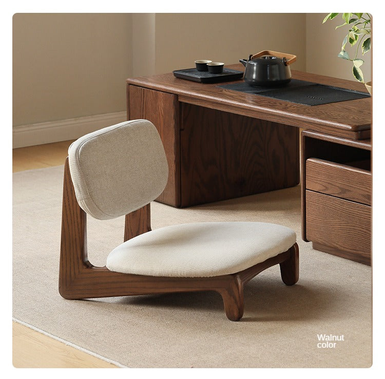 Japanese Style Oak Solid Wood Tea Chair - Handcrafted Traditional Tea Ceremony Chair for Zen Garden, Meditation & Home Decor
