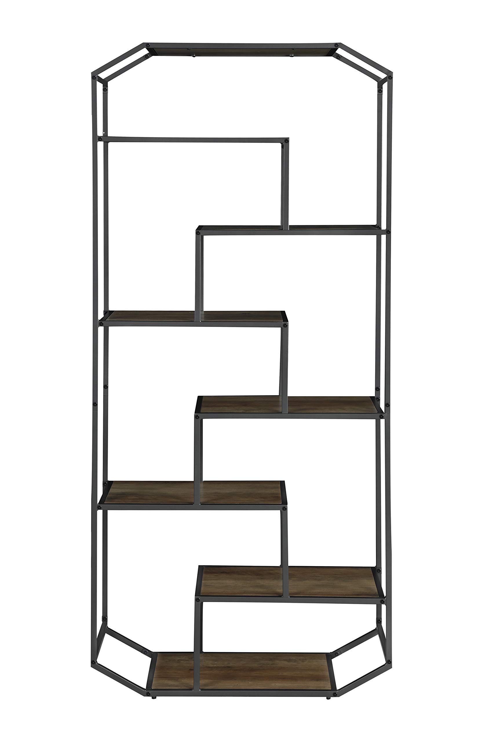 Rustic Brown and Dark Grey Coaster Furniture Bookcase 805662 - Perfect for Living Room, Home Office, and Library Storage