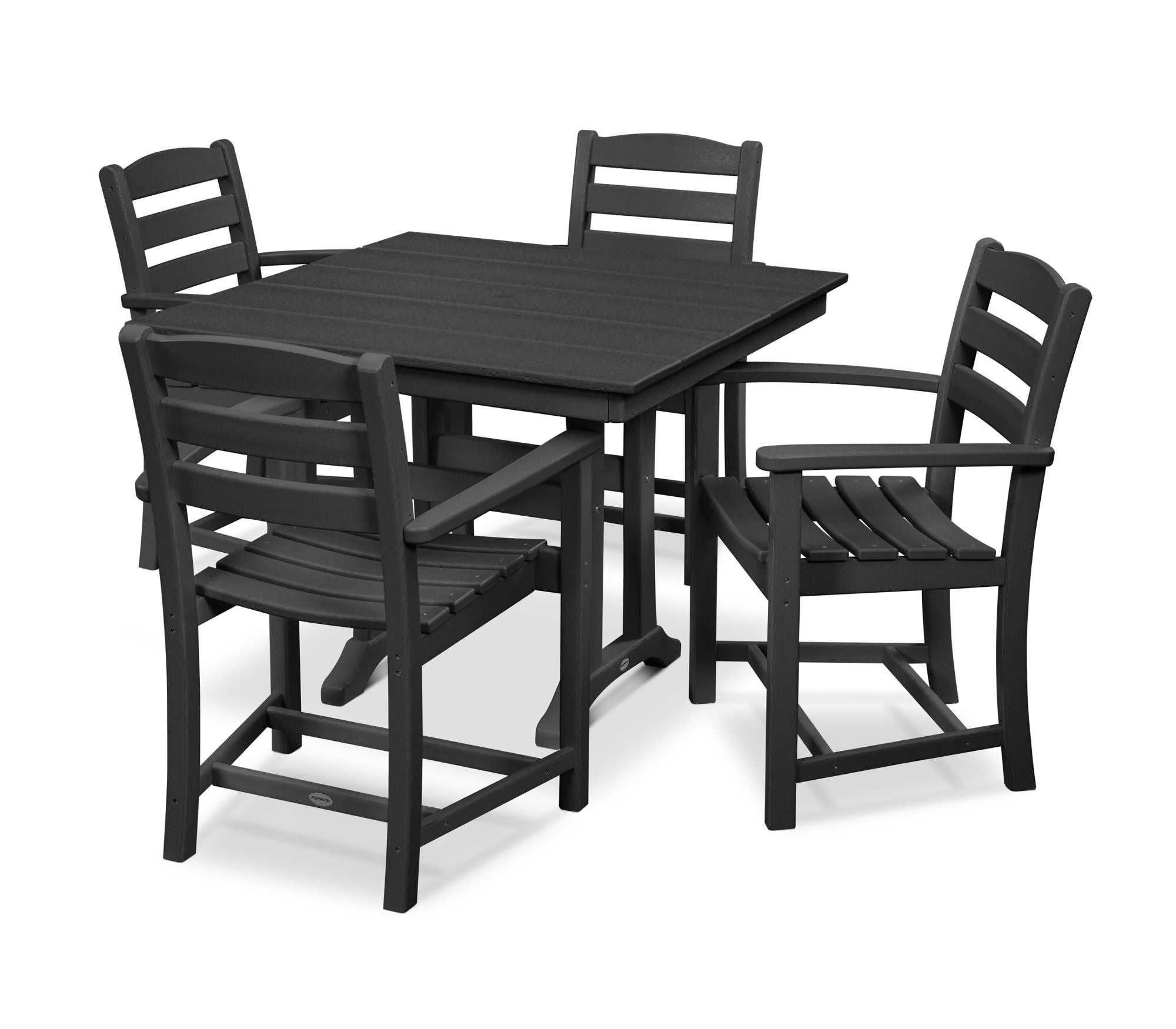 POLYWOOD La Casa Café 5-Piece Farmhouse Dining Set with Trestle Arm Chairs - Outdoor/Indoor Patio Furniture for Backyard, Garden & Kitchen Use