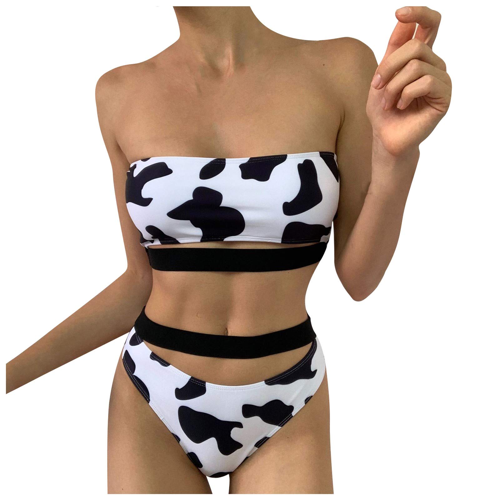 Sexy Women's Bikini Set - Cow Print Swimwear for Beach & Pool
