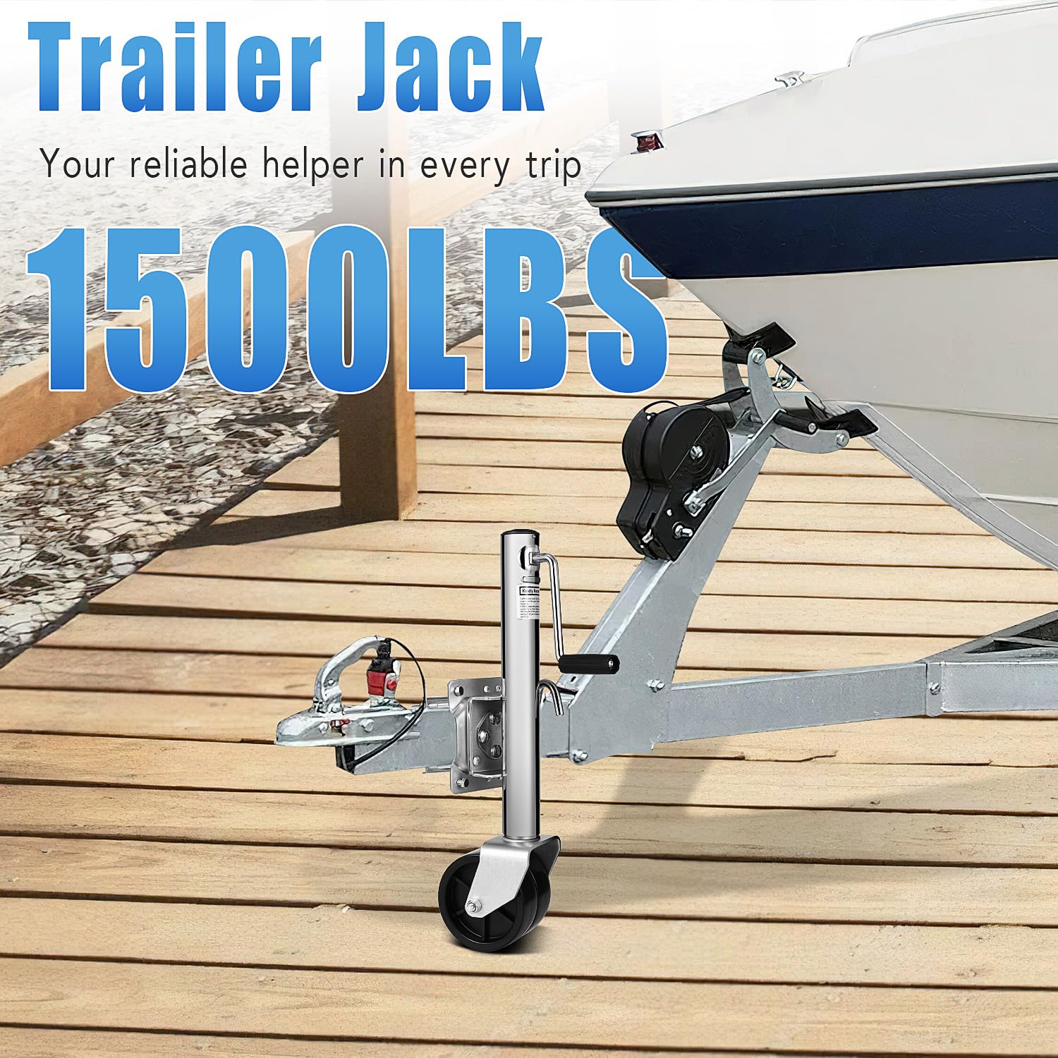 **GARVEE 1500 lbs Heavy Duty Boat Trailer Jack with 6 Inch Dual Wheel - 13 Inch Lift Swivel Jack, Zinc Plated Finish for Boat, RV, Trailer, Camper - Perfect for Easy Loading, Towing & Parking**