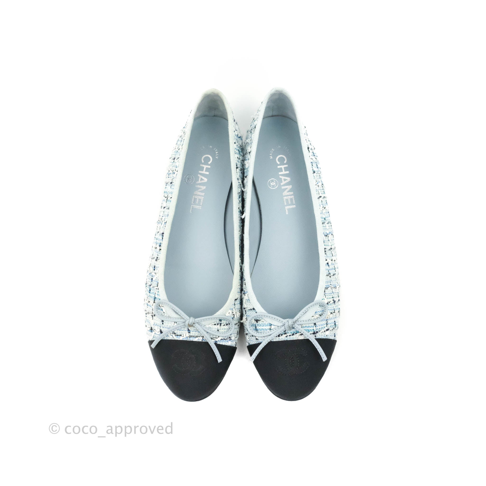 Chanel Blue Tweed Ballerina Flats Women's Size 38.5 | Classic Luxury Loafers for Women | Perfect for Office, Parties & Casual Outfits